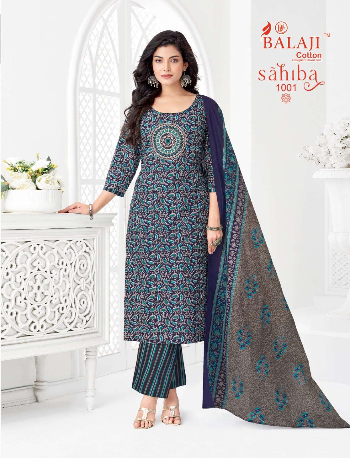 BALAJI COTTON SAHIBA VOL 1 COTTON PRINT WITH FANCY WORK LADIES STITCHED SUIT