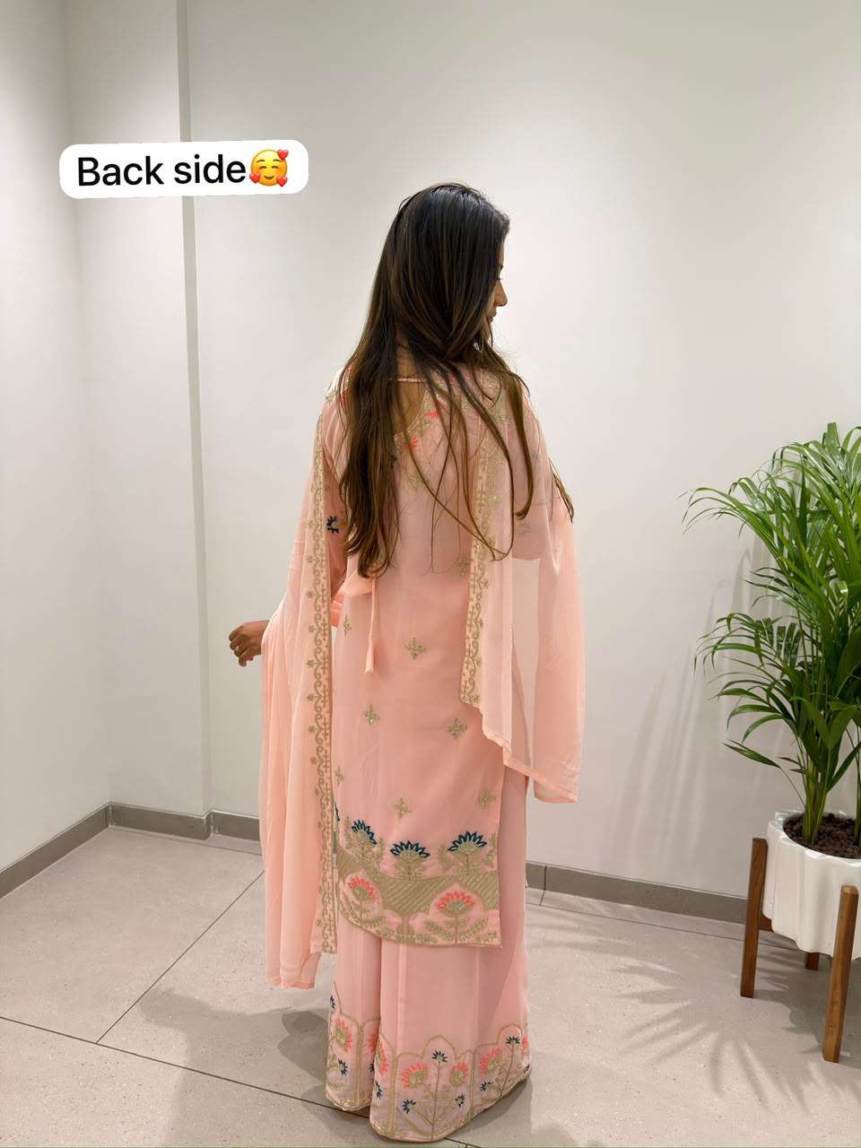 BE 486 GEORGETTE EMBROIDERED WORKED TOP PLAZZO WITH DUPATTA SET