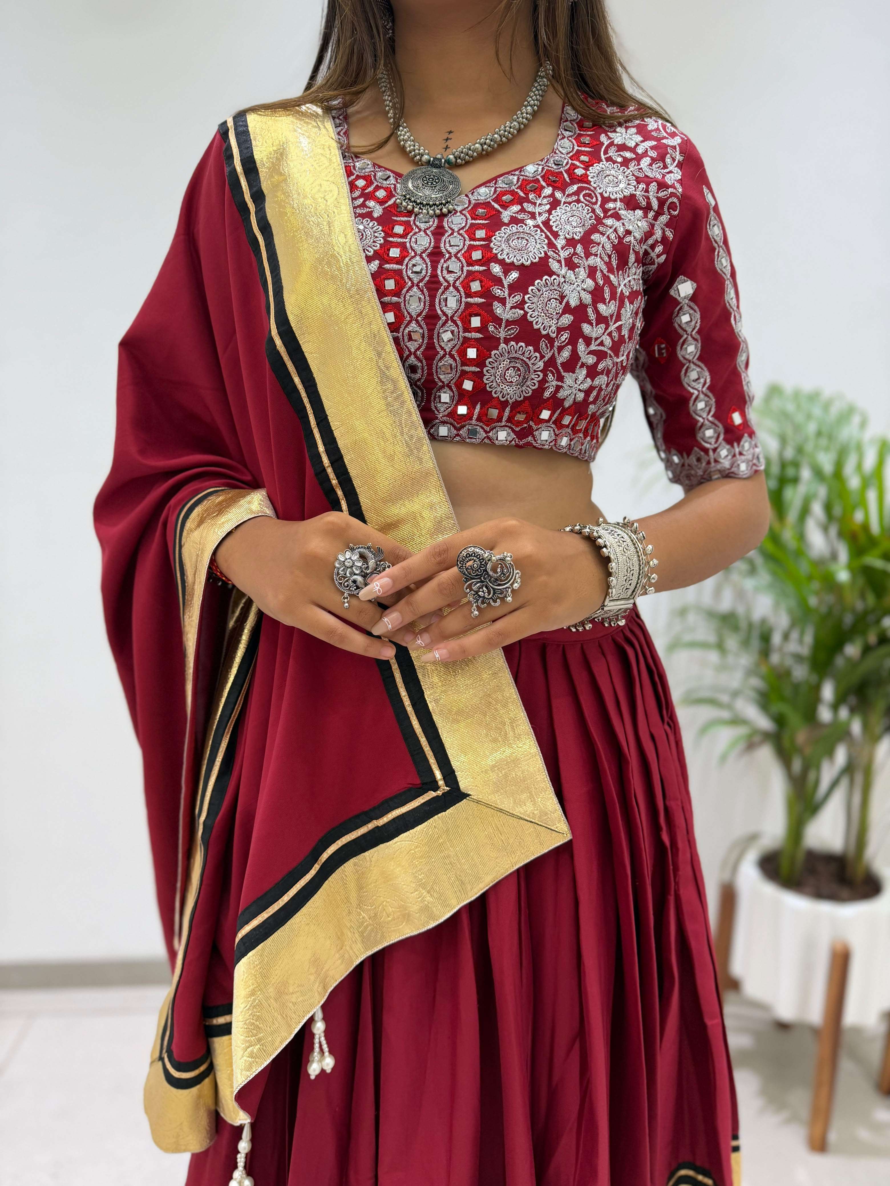 BE 507 RAYON DESIGNER EMBROIDERED REAL MIRROR WORK LAHENGA CHOLI COLLECTION 