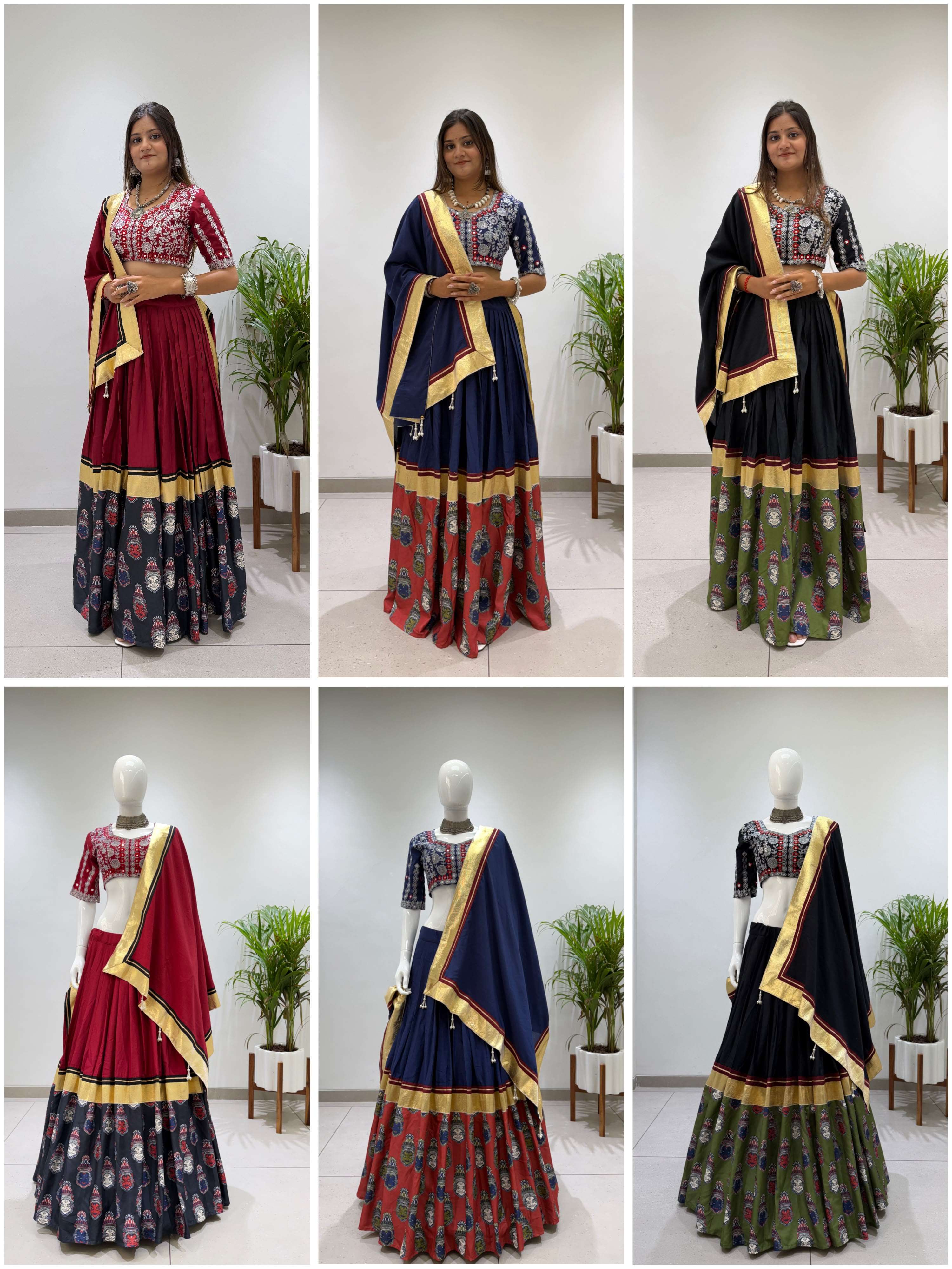 BE 507 RAYON DESIGNER EMBROIDERED REAL MIRROR WORK LAHENGA CHOLI COLLECTION 