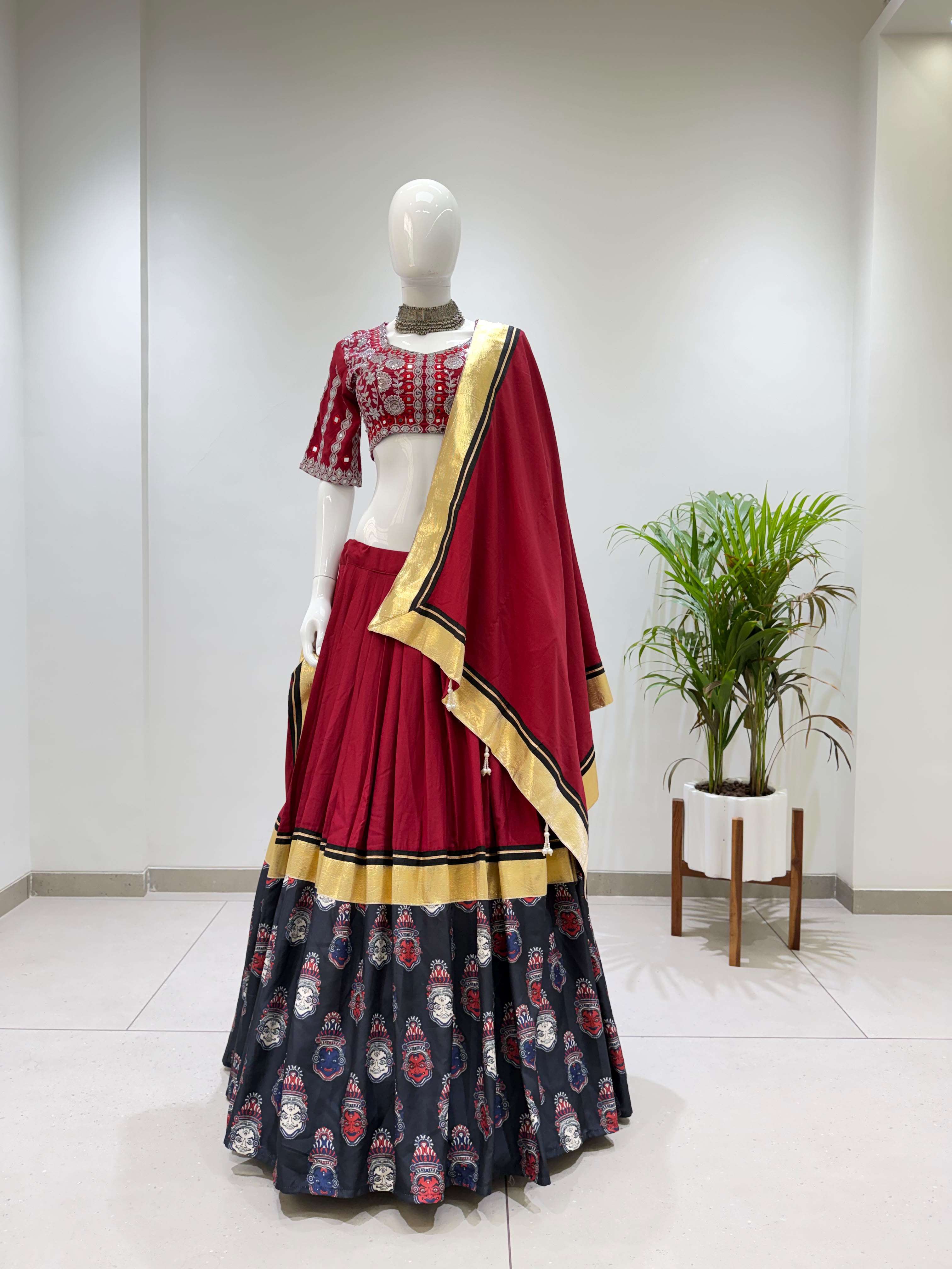 BE 507 RAYON DESIGNER EMBROIDERED REAL MIRROR WORK LAHENGA CHOLI COLLECTION 