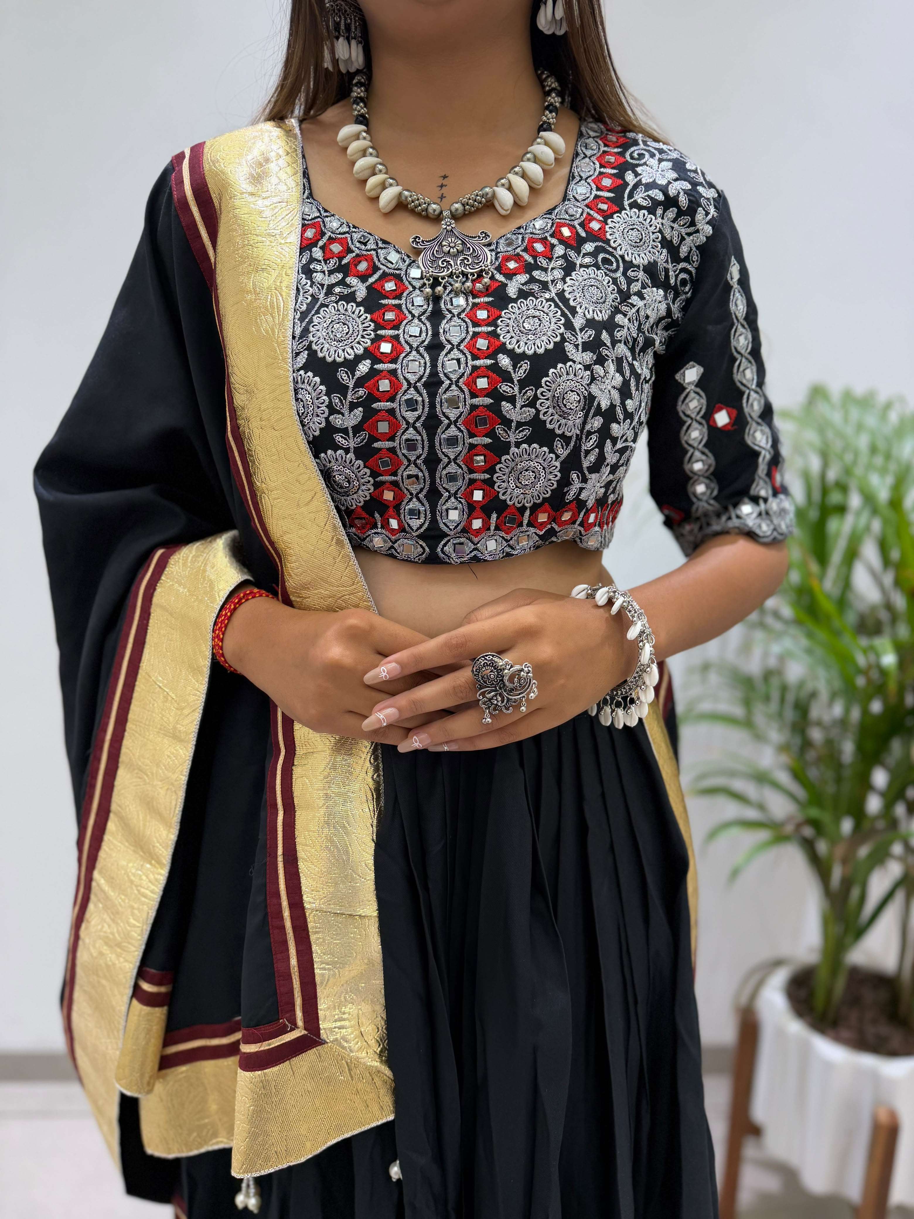 BE 507 RAYON DESIGNER EMBROIDERED REAL MIRROR WORK LAHENGA CHOLI COLLECTION 