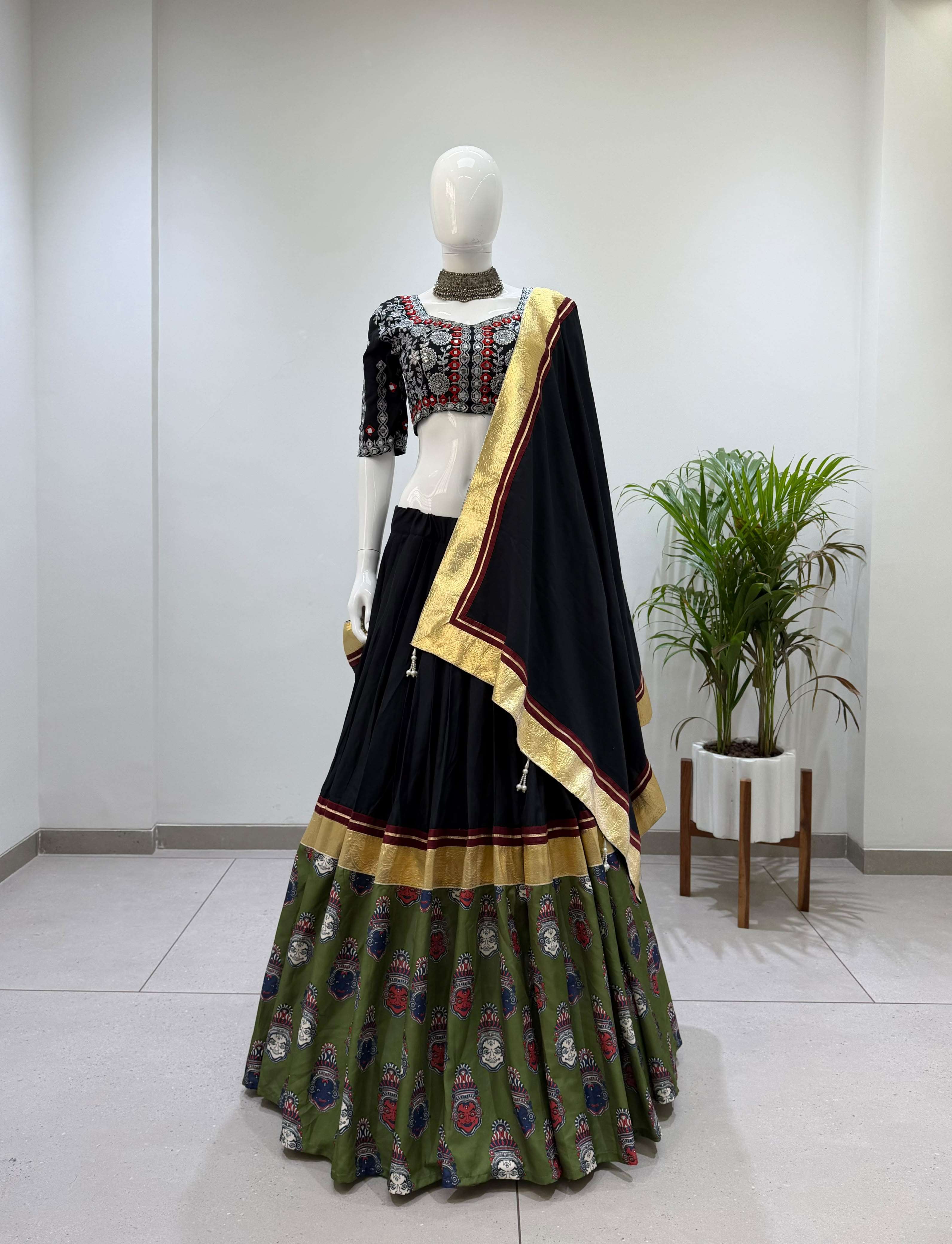BE 507 RAYON DESIGNER EMBROIDERED REAL MIRROR WORK LAHENGA CHOLI COLLECTION 
