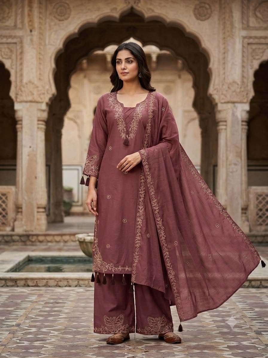 BE 513 DESIGNER MIRROR EMBROIDERED WORKED TOP PANT WITH DUPATTA SET