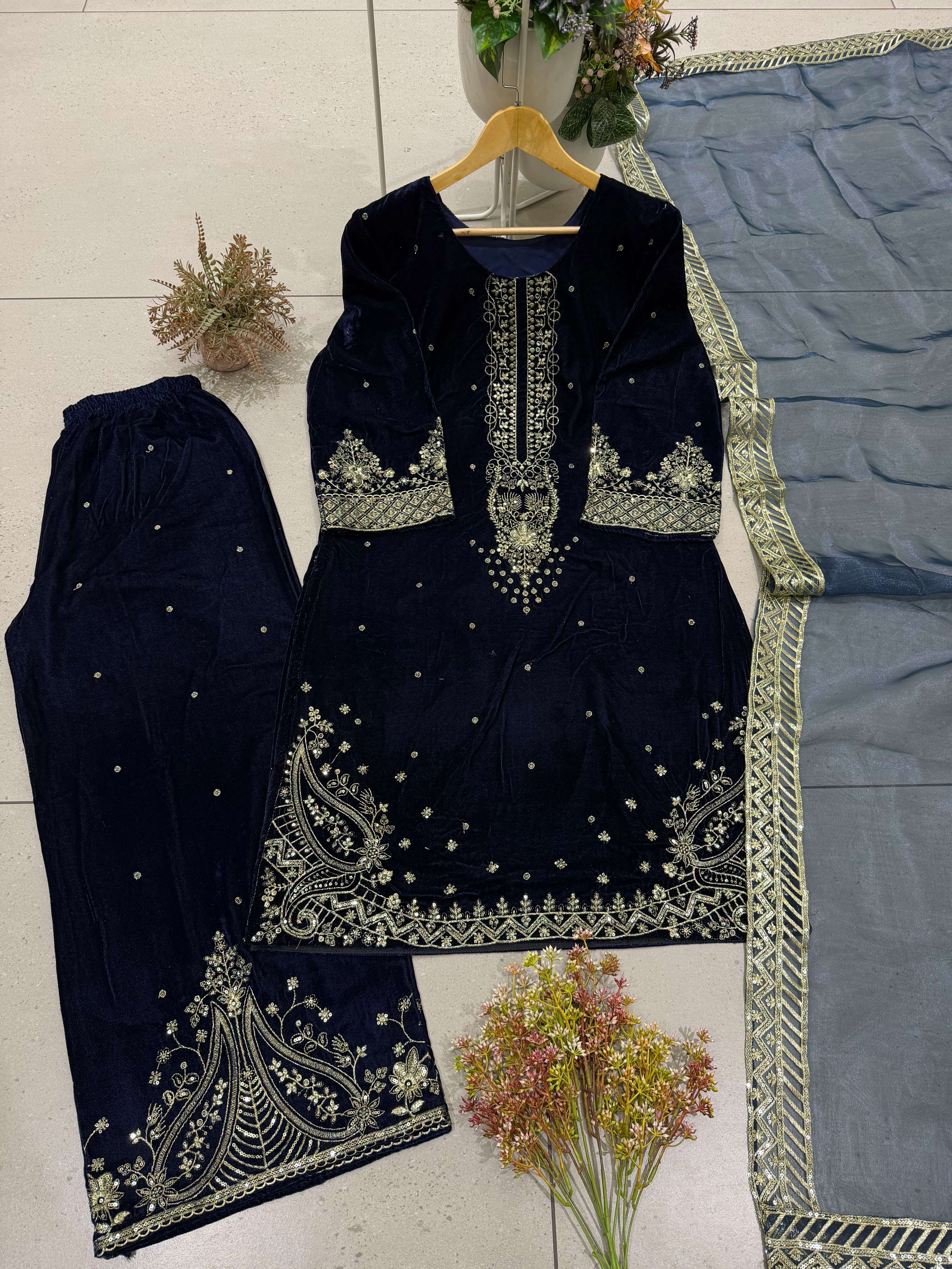 BE 516 VELVET SEQUENCE DESIGNER WORK READY MADE SUIT