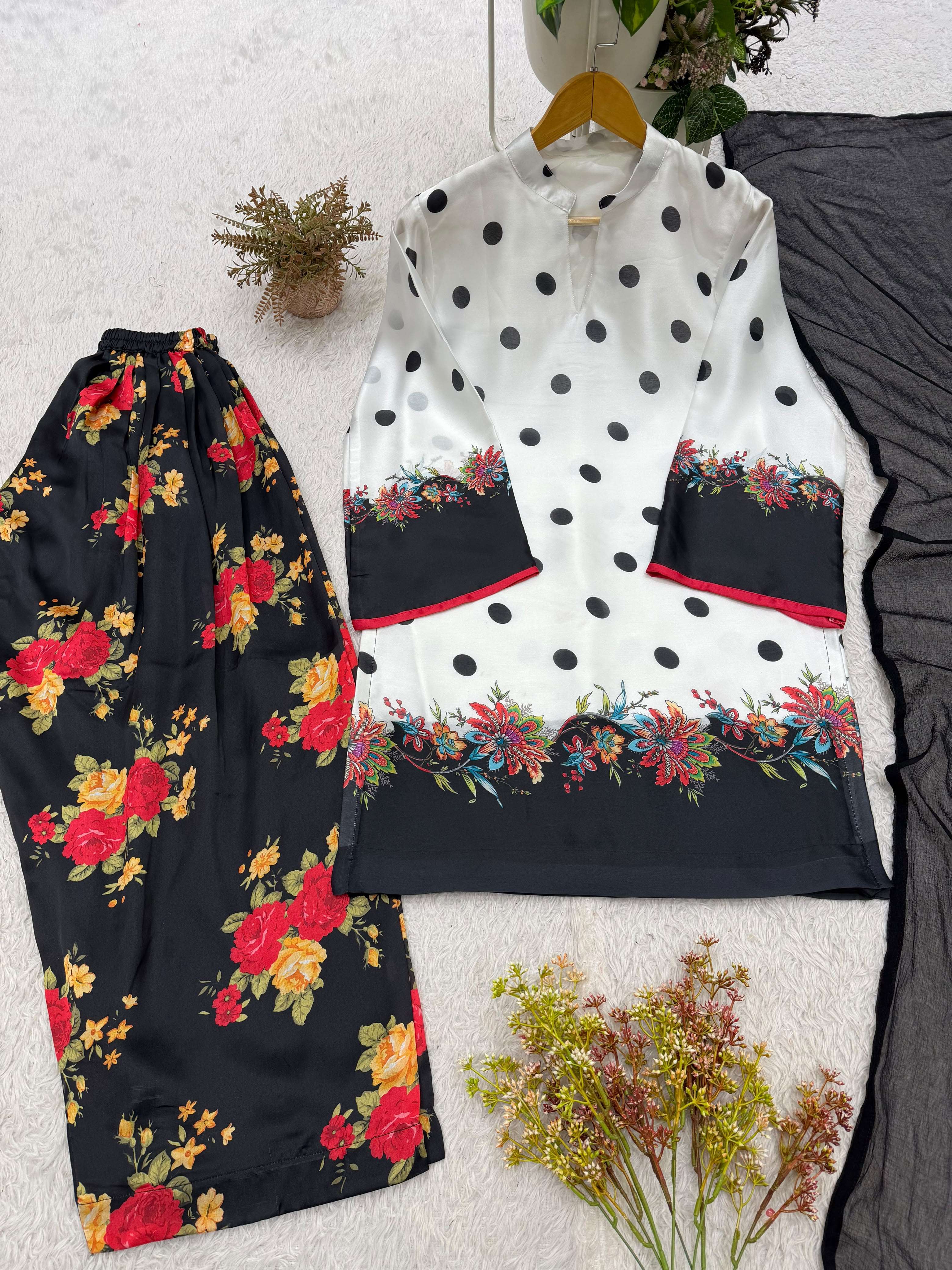 BE 520 GEORGETTE PRINTED TOP SALWAAR AND DUPATTA SET 