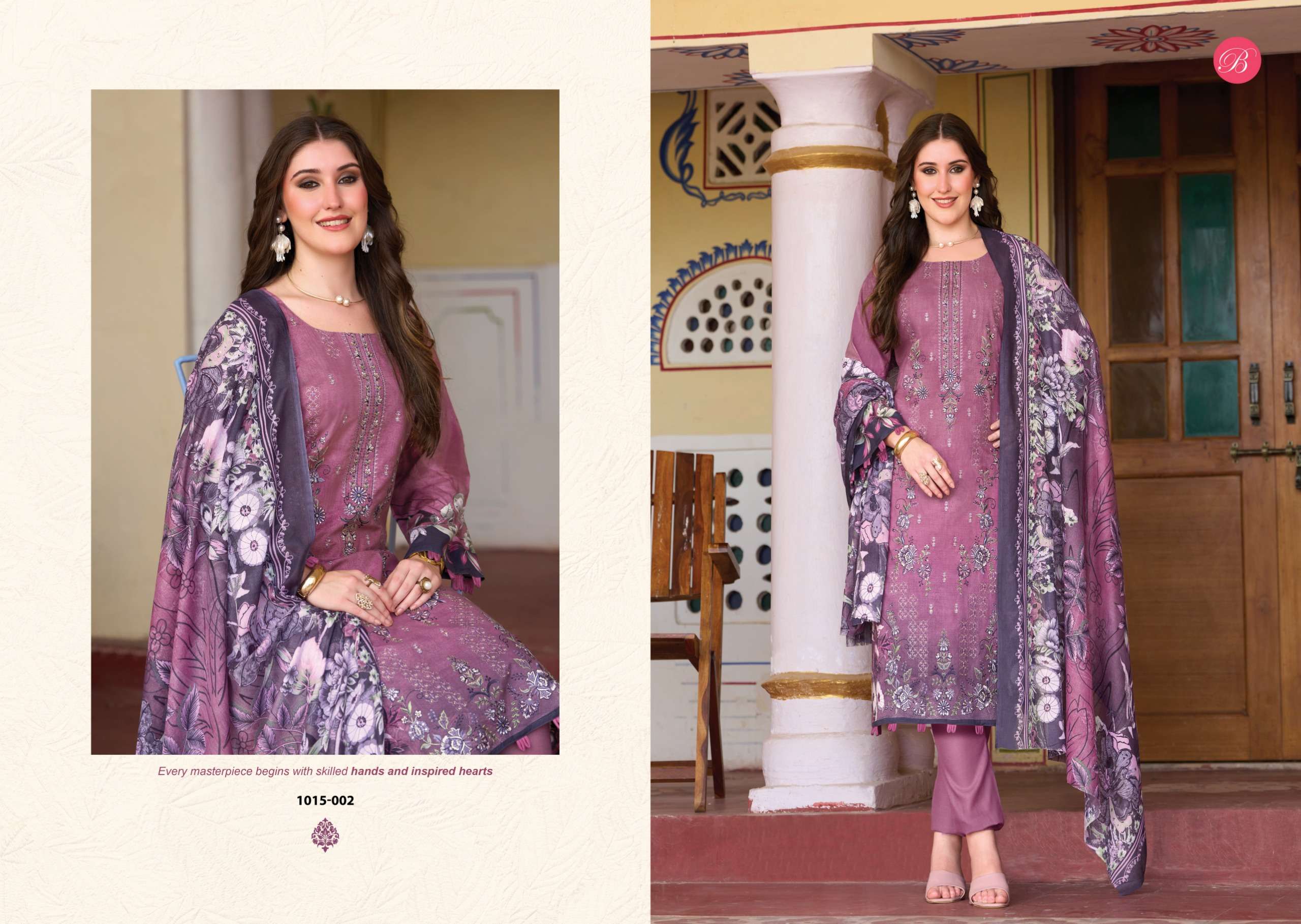 BELLIZA DESIGNER STUDIO CHEVRON VOL 6 COTTON DIGITAL PRINTS WITH EMBROIDERY WORK SUIT