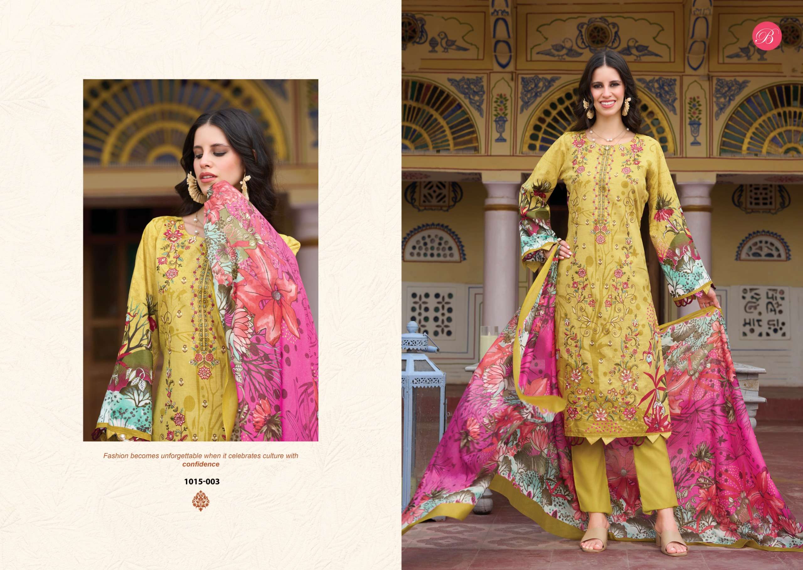 BELLIZA DESIGNER STUDIO CHEVRON VOL 6 COTTON DIGITAL PRINTS WITH EMBROIDERY WORK SUIT