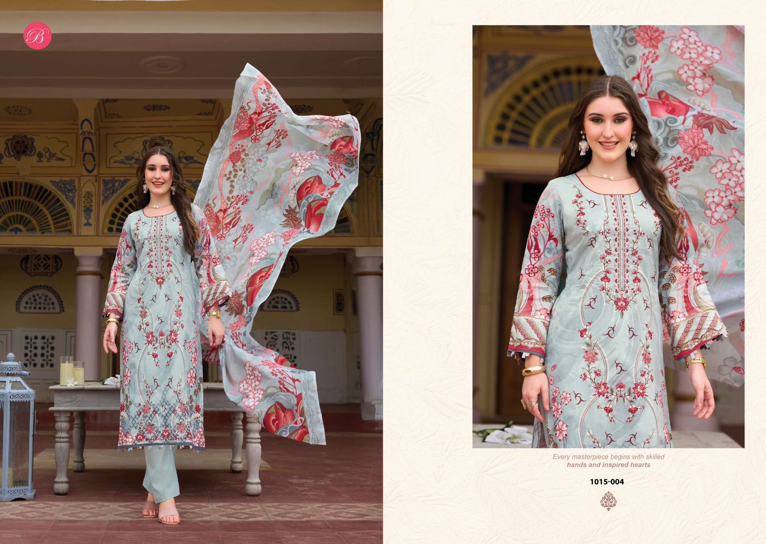 BELLIZA DESIGNER STUDIO CHEVRON VOL 6 COTTON DIGITAL PRINTS WITH EMBROIDERY WORK SUIT