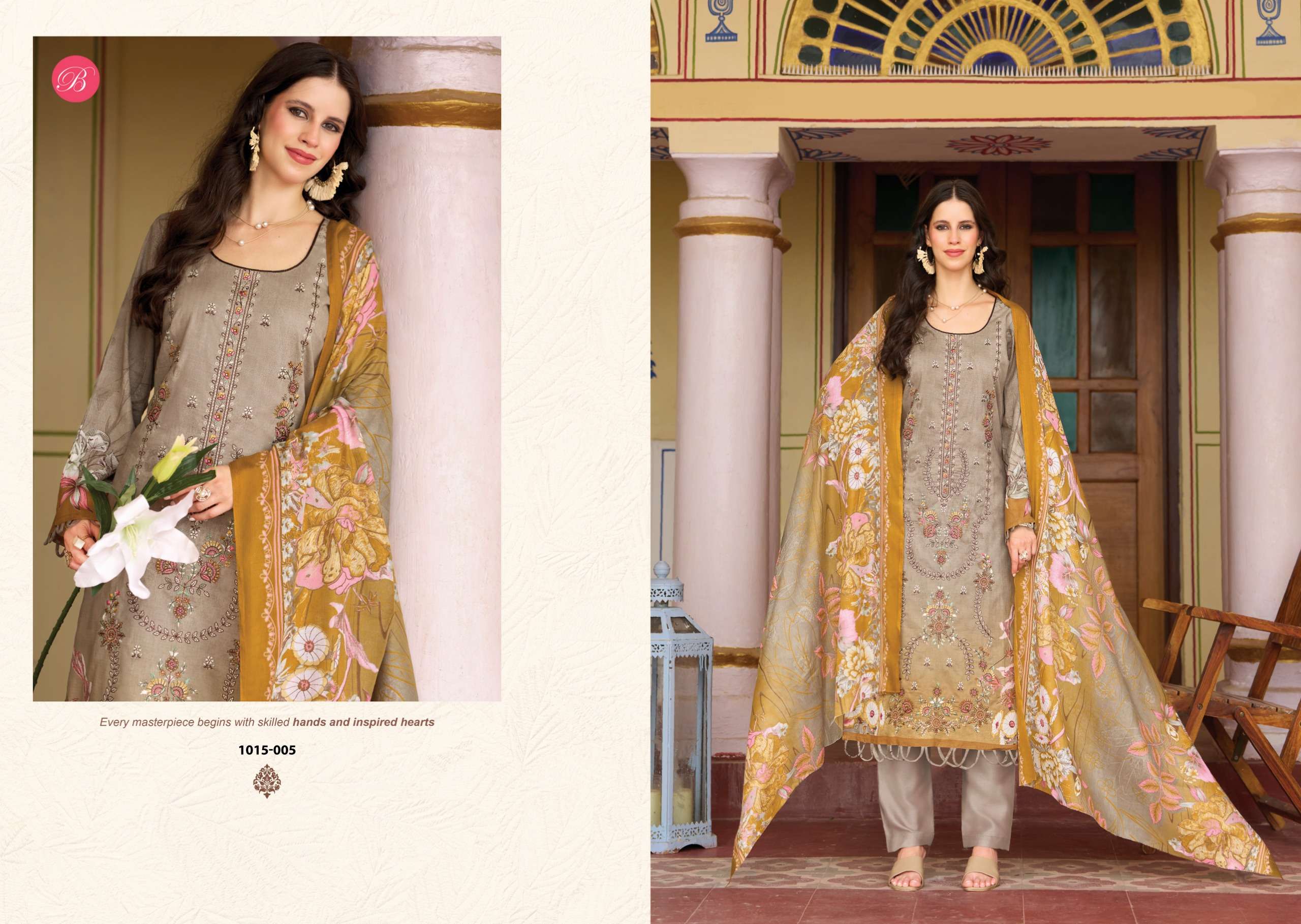 BELLIZA DESIGNER STUDIO CHEVRON VOL 6 COTTON DIGITAL PRINTS WITH EMBROIDERY WORK SUIT