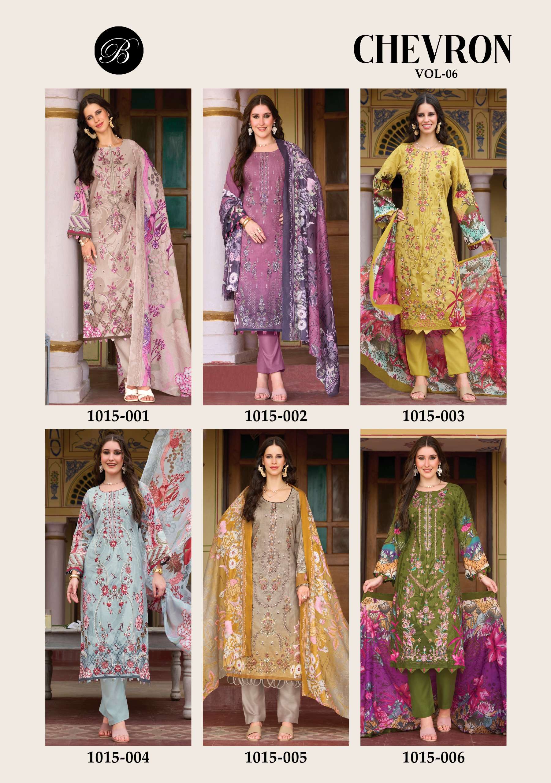 BELLIZA DESIGNER STUDIO CHEVRON VOL 6 COTTON DIGITAL PRINTS WITH EMBROIDERY WORK SUIT