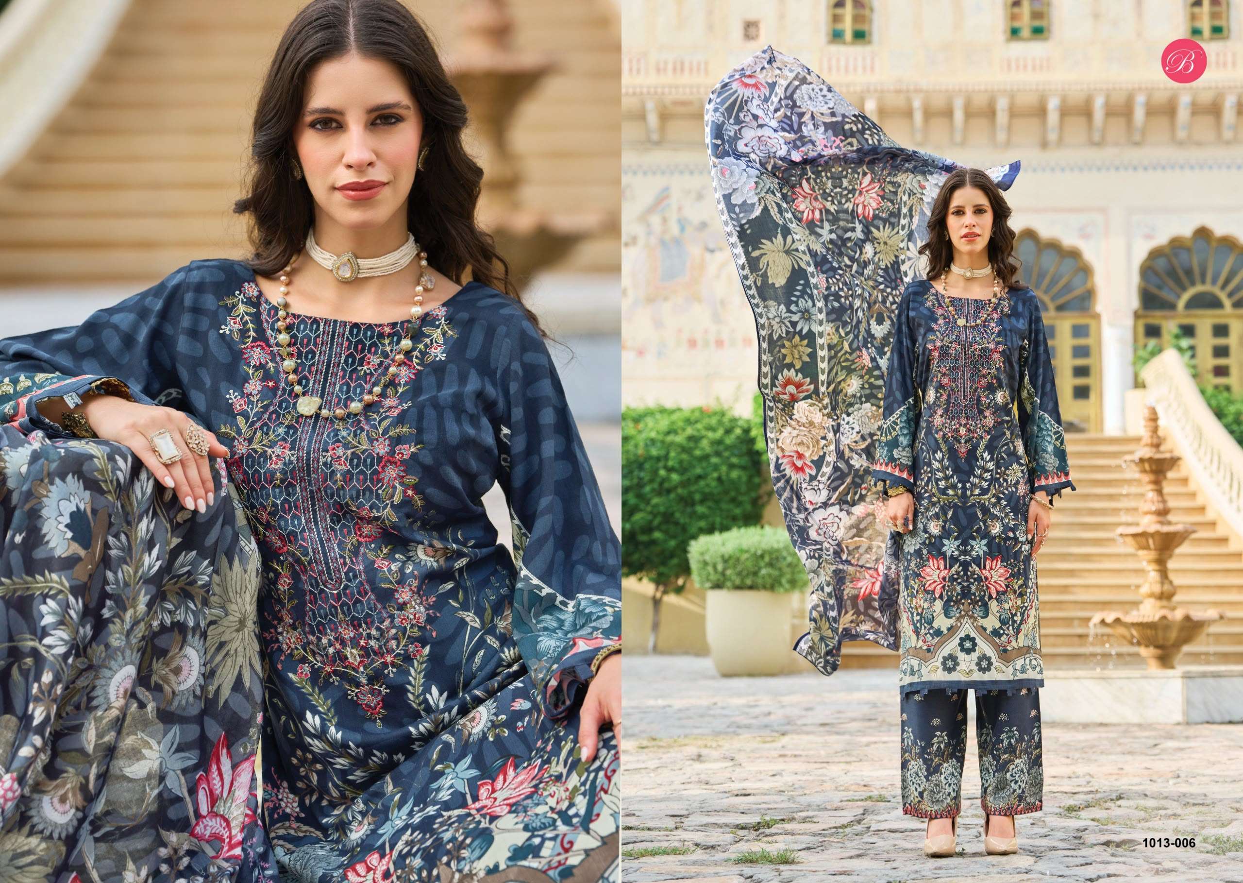 BELLIZA DESIGNER STUDIO DILSHAD VOL 7 VISCOSE DIGITAL PRINT WITH WORK SUIT