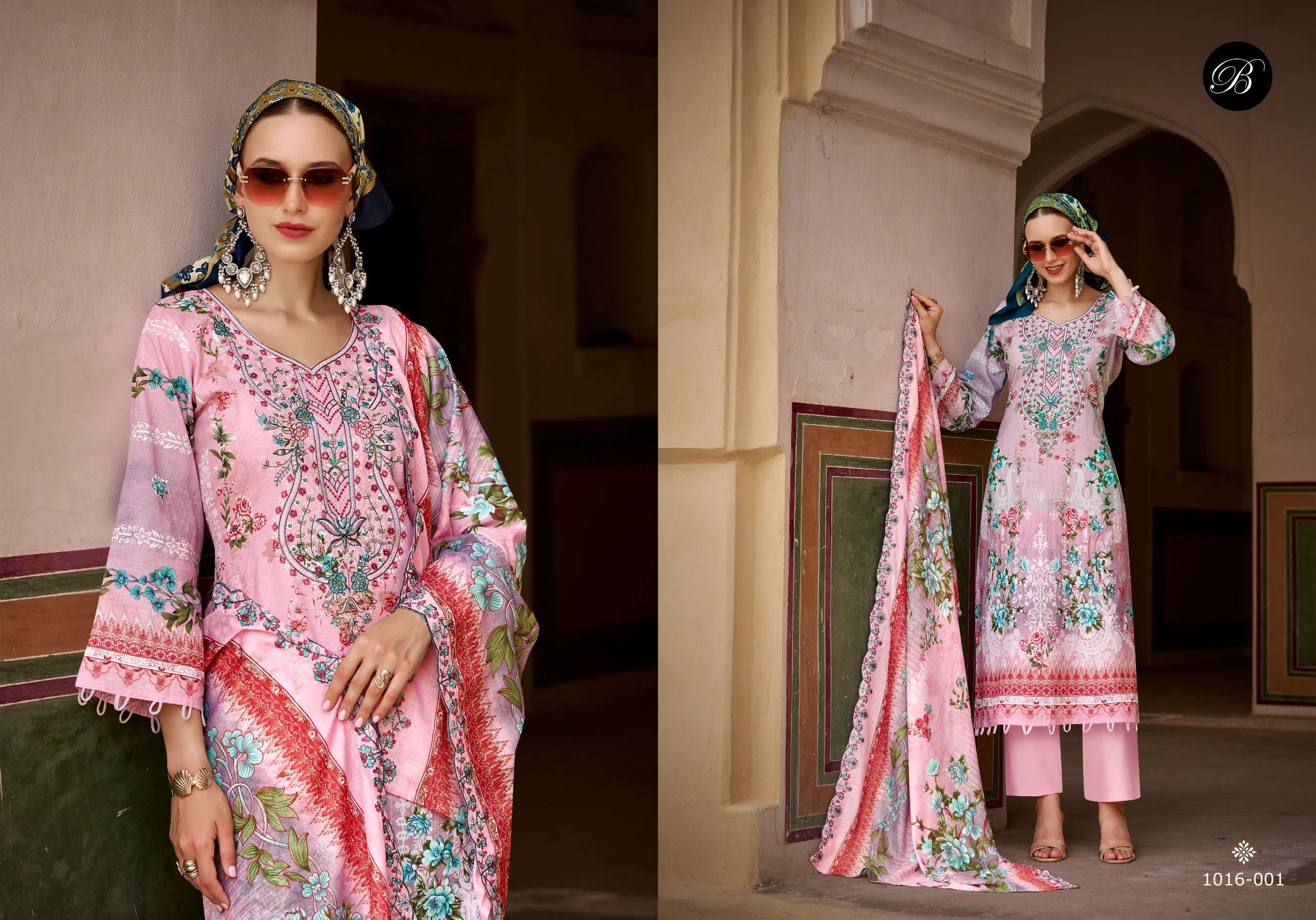 BELLIZA DESIGNER STUDIO GUZARISH VOL 26 COTTON DIGITAL PRINTS WITH EMBROIDERY WORKS SUIT