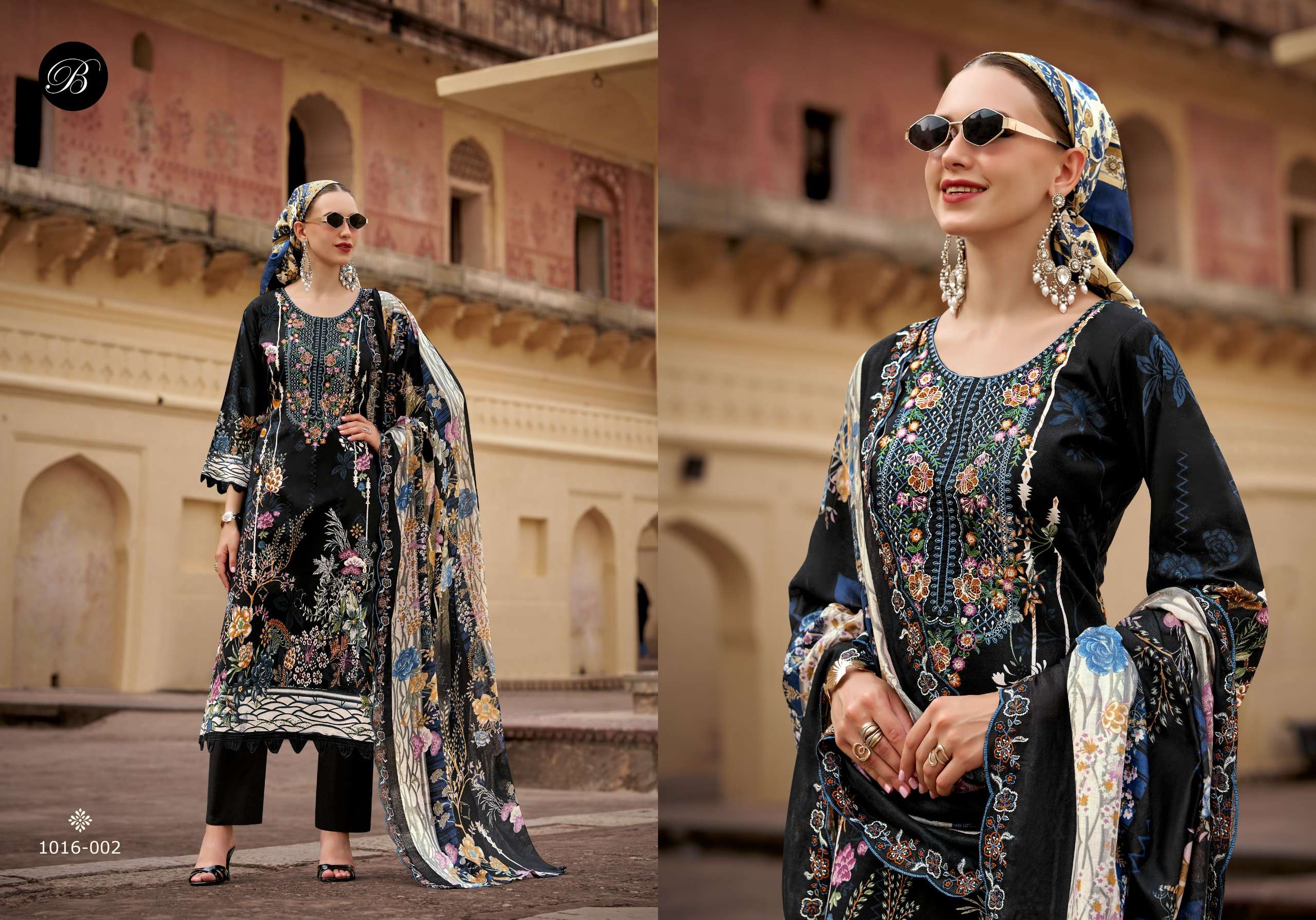 BELLIZA DESIGNER STUDIO GUZARISH VOL 26 COTTON DIGITAL PRINTS WITH EMBROIDERY WORKS SUIT