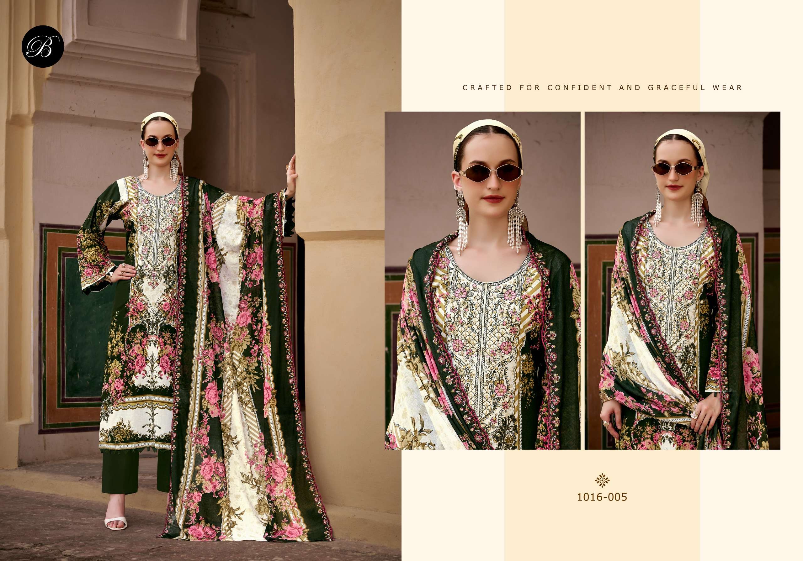 BELLIZA DESIGNER STUDIO GUZARISH VOL 26 COTTON DIGITAL PRINTS WITH EMBROIDERY WORKS SUIT