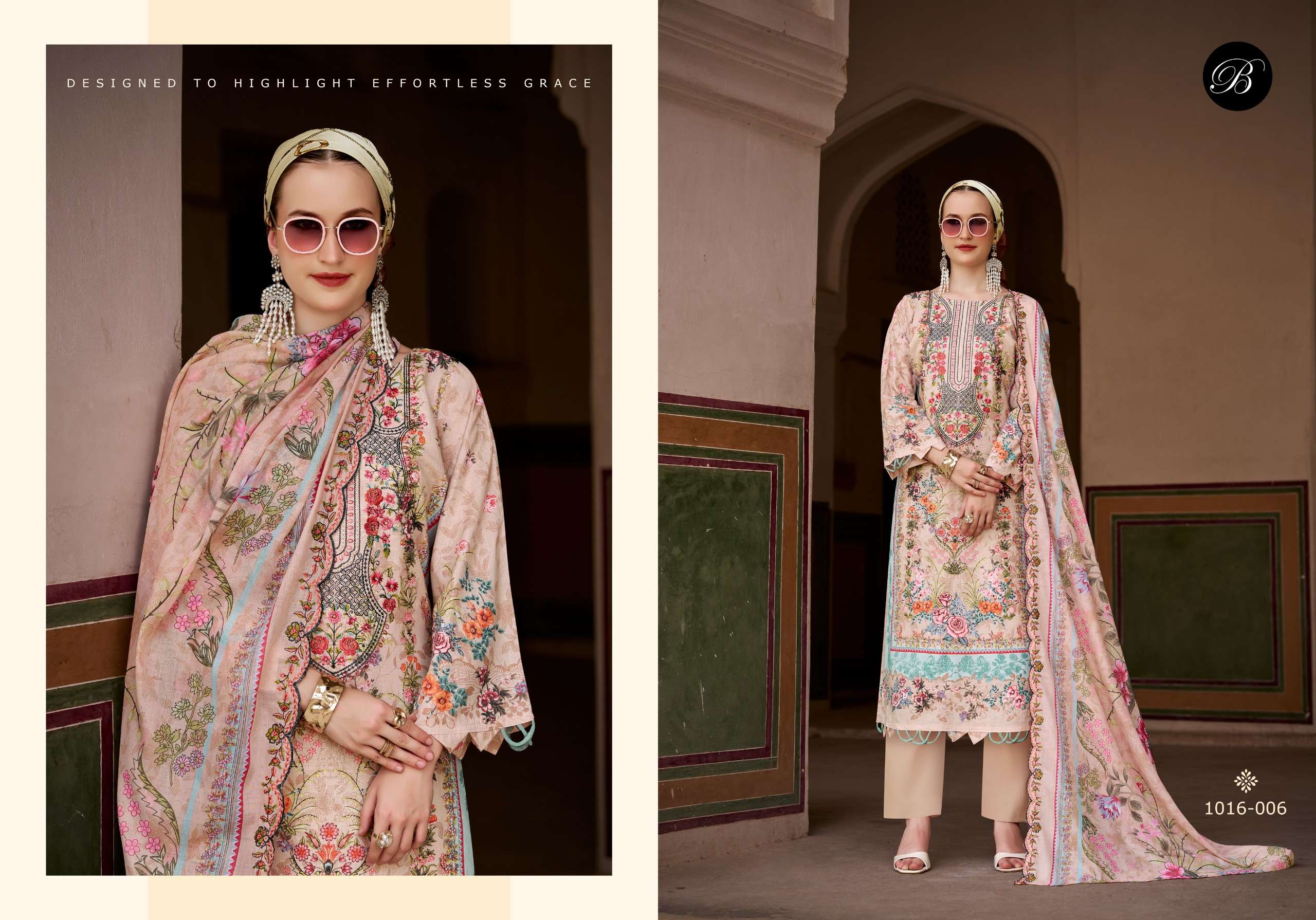 BELLIZA DESIGNER STUDIO GUZARISH VOL 26 COTTON DIGITAL PRINTS WITH EMBROIDERY WORKS SUIT