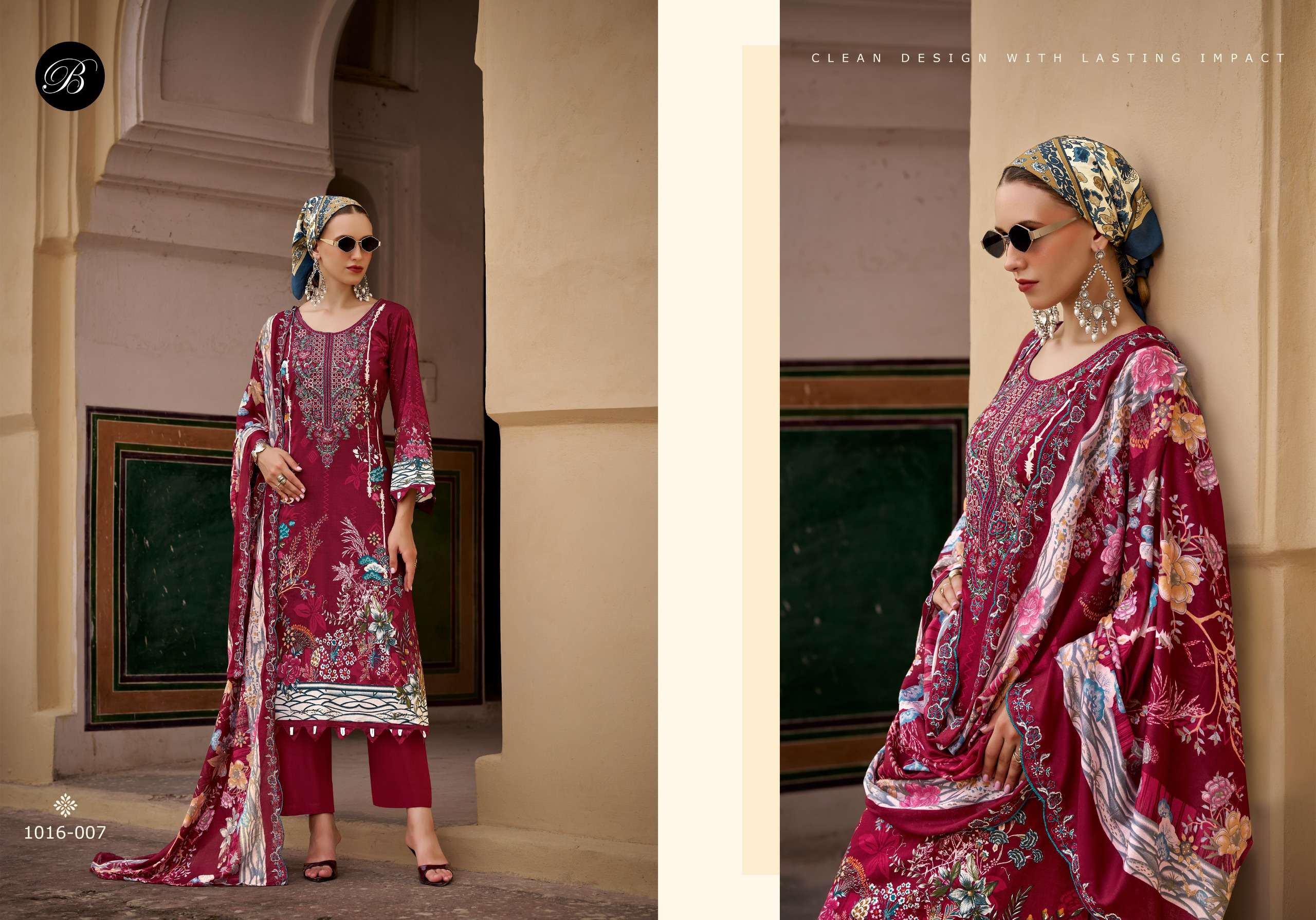 BELLIZA DESIGNER STUDIO GUZARISH VOL 26 COTTON DIGITAL PRINTS WITH EMBROIDERY WORKS SUIT