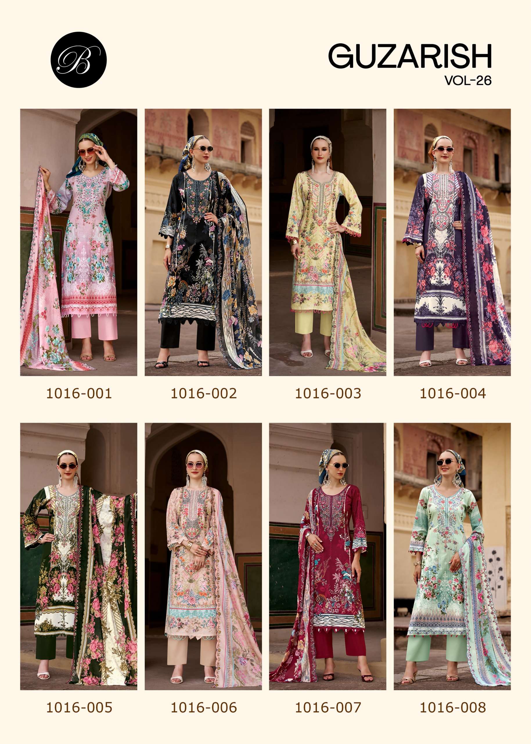 BELLIZA DESIGNER STUDIO GUZARISH VOL 26 COTTON DIGITAL PRINTS WITH EMBROIDERY WORKS SUIT