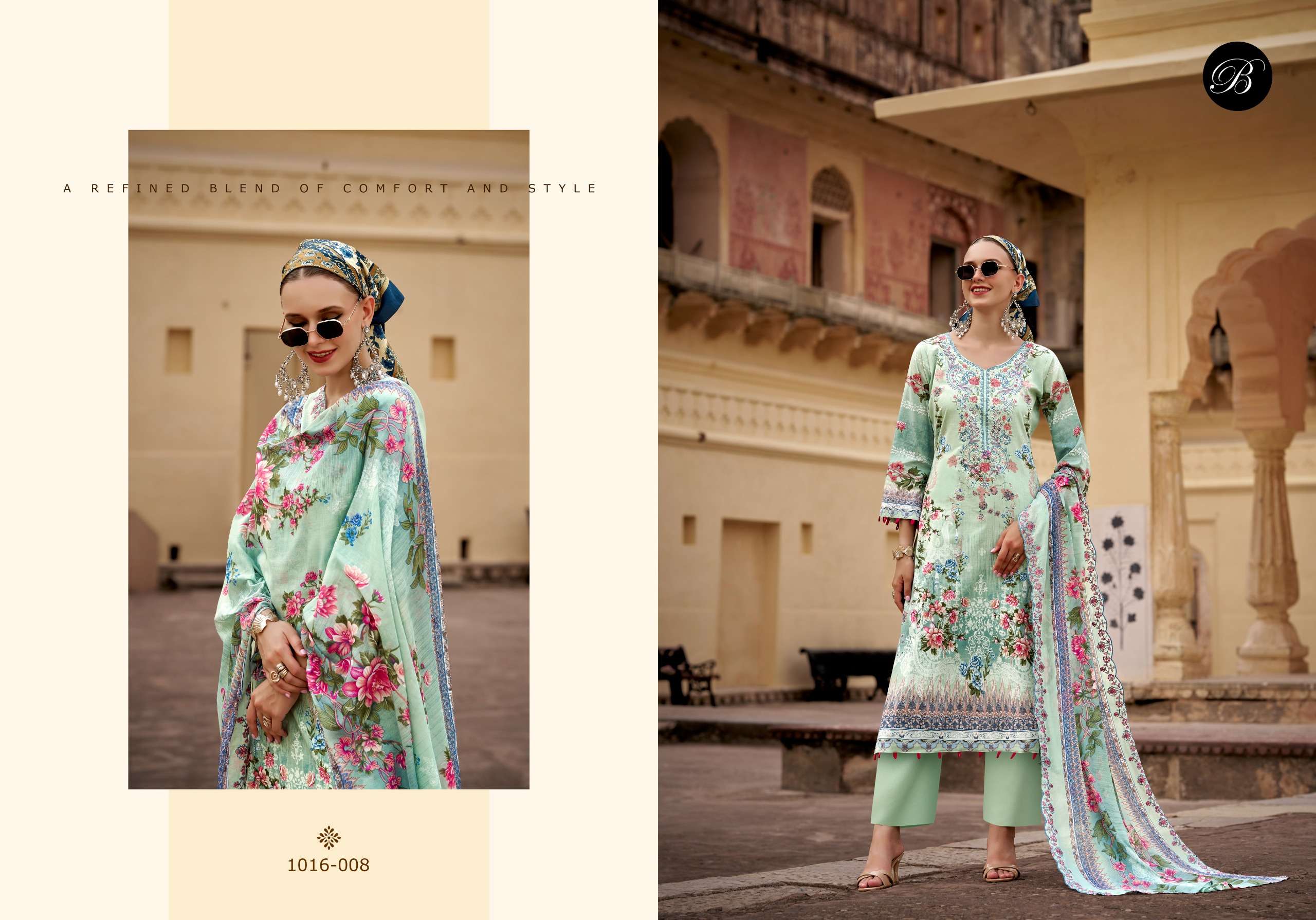 BELLIZA DESIGNER STUDIO GUZARISH VOL 26 COTTON DIGITAL PRINTS WITH EMBROIDERY WORKS SUIT