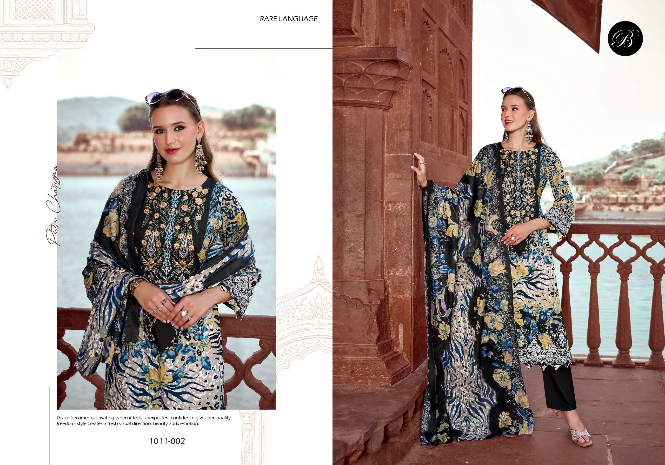 BELLIZA DESIGNER STUDIO NAIRA VOL 158 COTTON DIGITAL PRINTS WITH FANCY EMBROIDERIES WORK SUIT