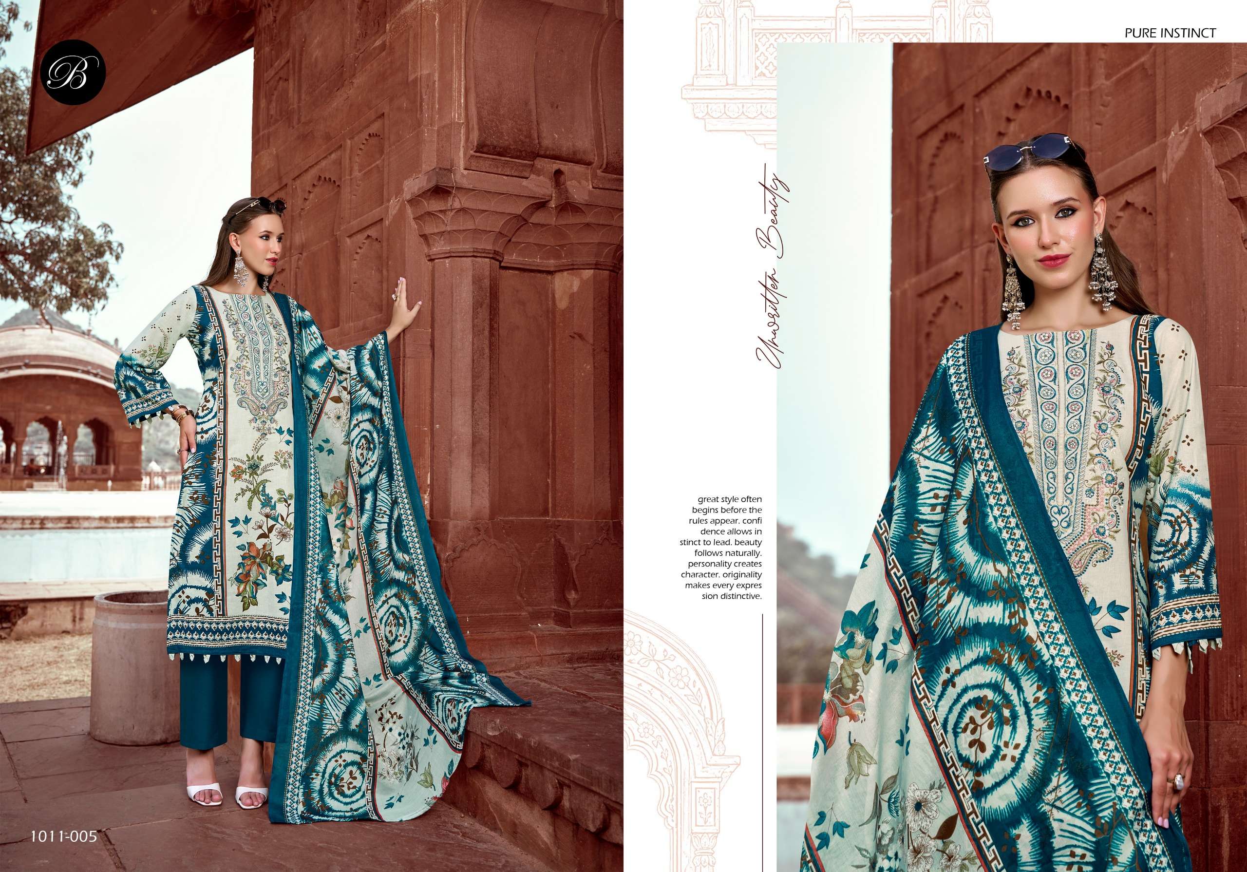 BELLIZA DESIGNER STUDIO NAIRA VOL 158 COTTON DIGITAL PRINTS WITH FANCY EMBROIDERIES WORK SUIT