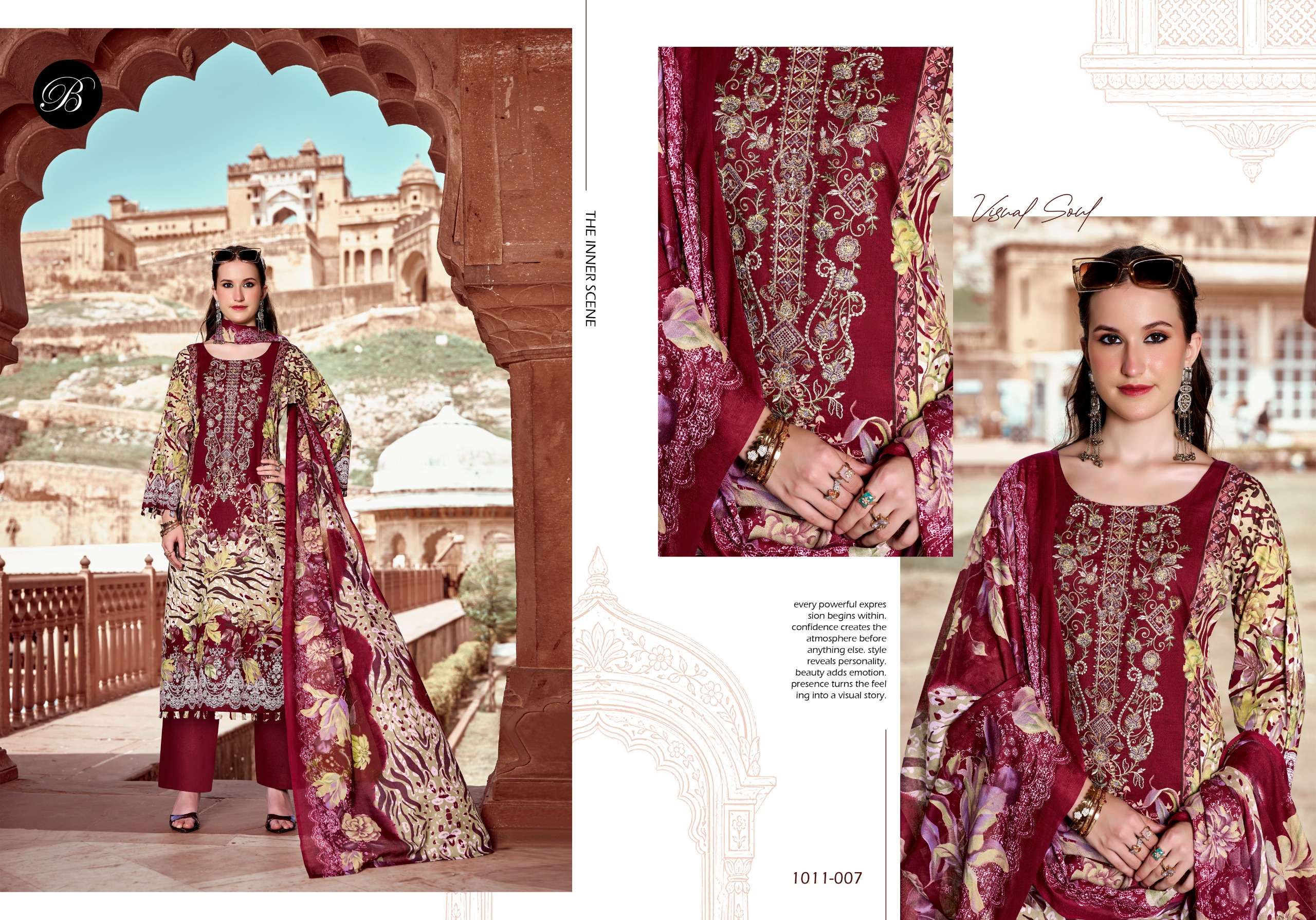 BELLIZA DESIGNER STUDIO NAIRA VOL 158 COTTON DIGITAL PRINTS WITH FANCY EMBROIDERIES WORK SUIT