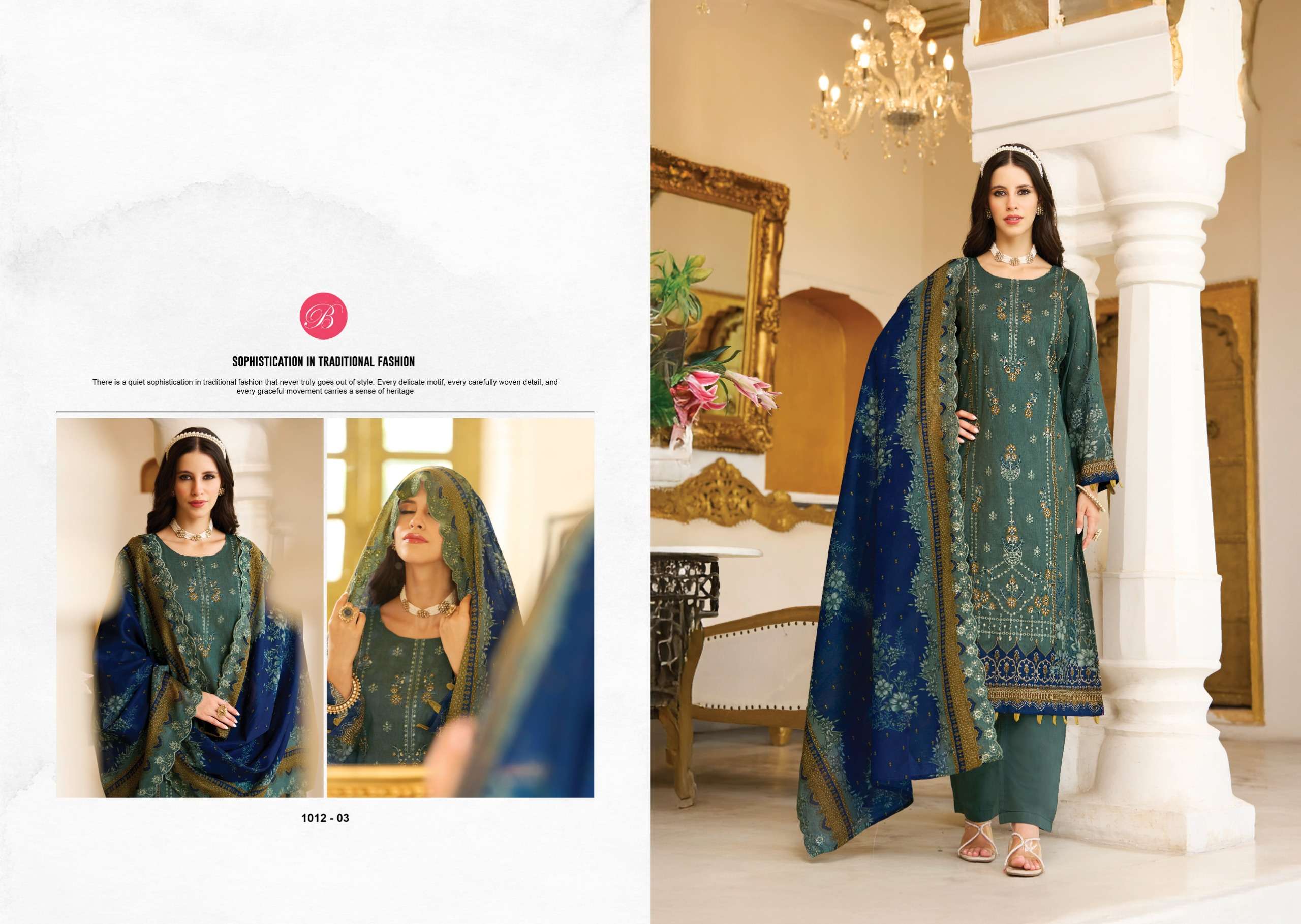 BELLIZA DESIGNER STUDIO NOOR E ISHQ VOL 2 COTTON DIGITAL PRINTS WITH EMBROIDERIES WORK SUIT