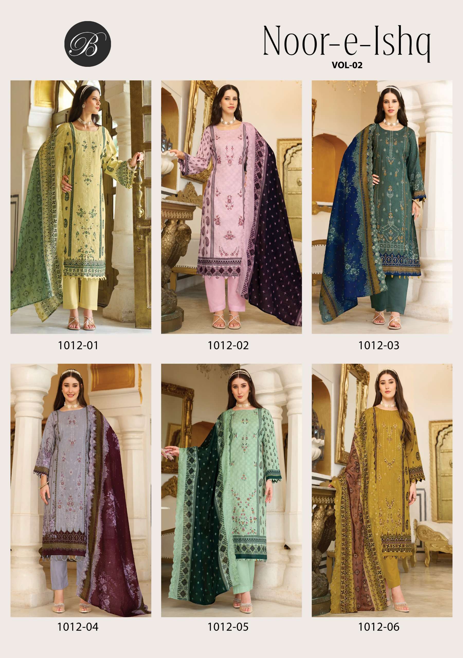 BELLIZA DESIGNER STUDIO NOOR E ISHQ VOL 2 COTTON DIGITAL PRINTS WITH EMBROIDERIES WORK SUIT