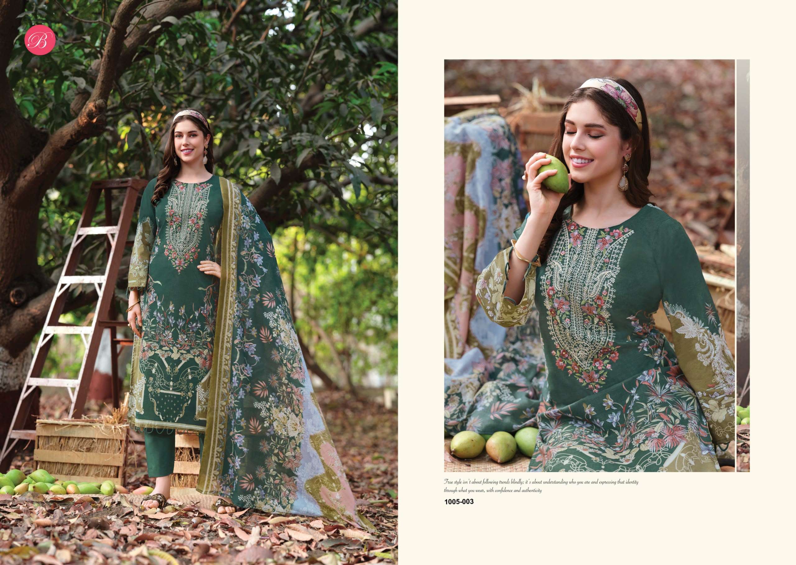 BELLIZA DESIGNER STUDIO RIWAYAT VOL 20 VISCOSE DIGITAL PRINT FANCY EMBROIDERIES WORK SUIT
