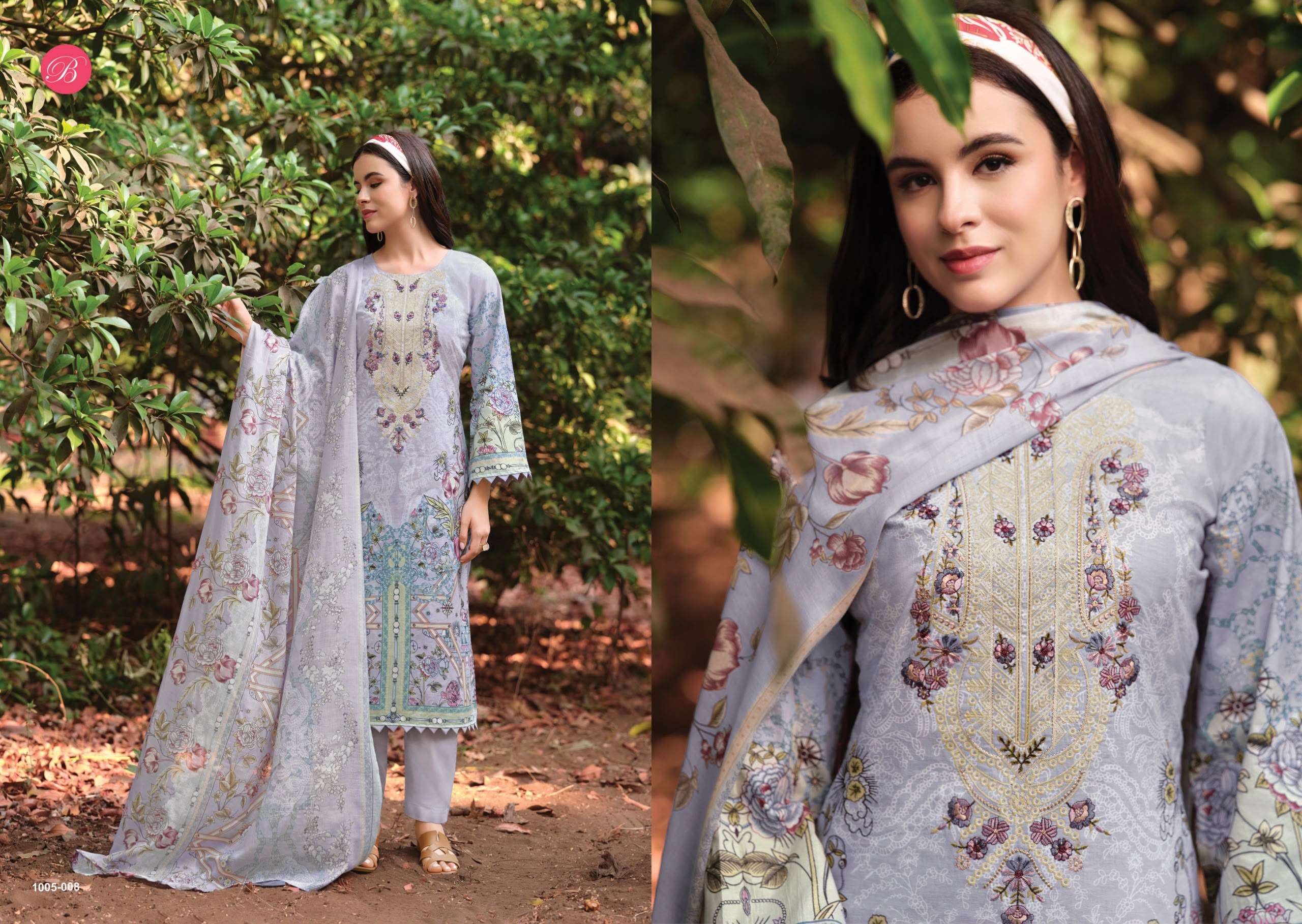 BELLIZA DESIGNER STUDIO RIWAYAT VOL 20 VISCOSE DIGITAL PRINT FANCY EMBROIDERIES WORK SUIT