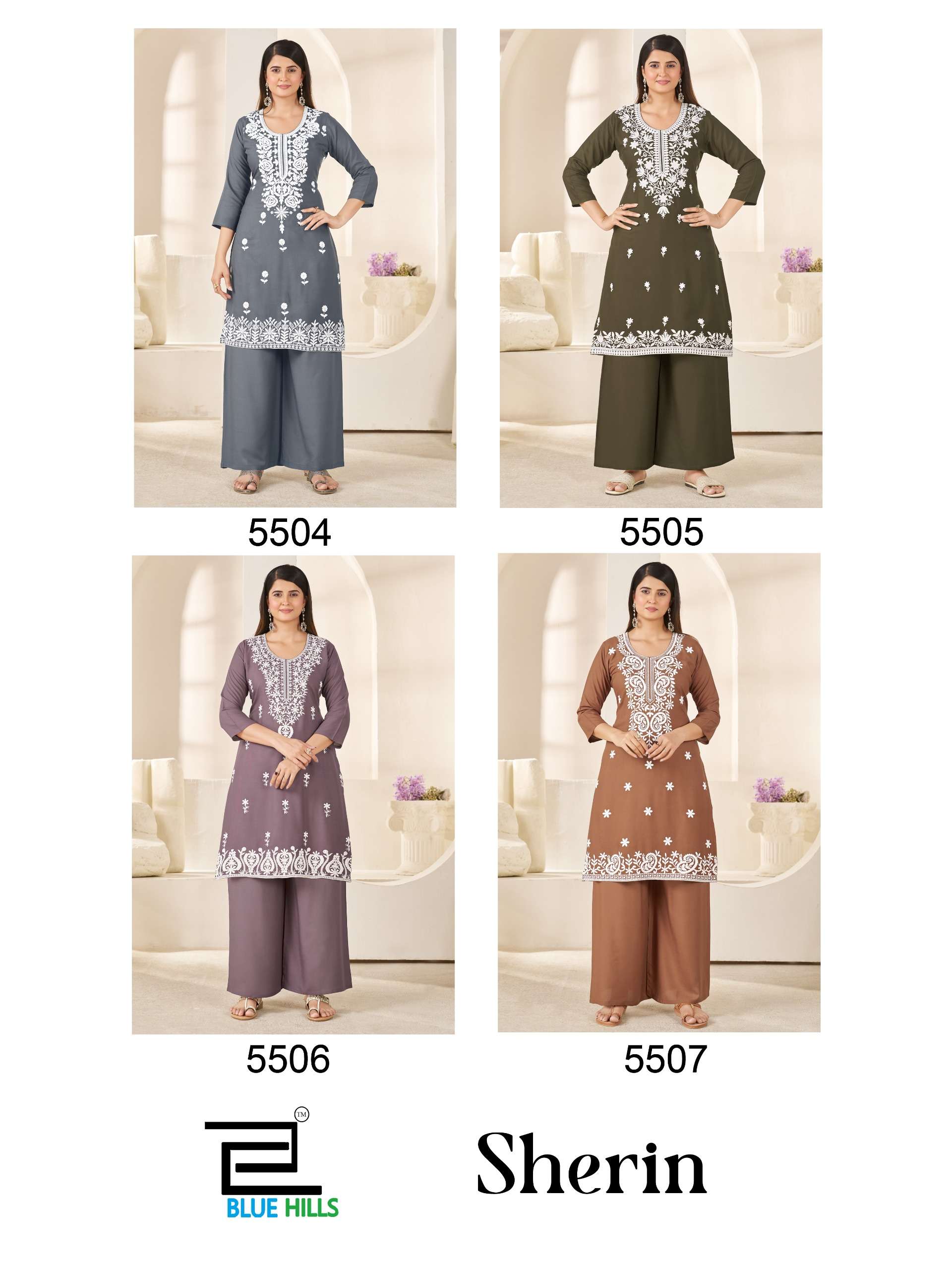 BLUE HILLS SHERIN RAYON FANCY WORKS LADIES KURTI WITH PLAZZO PAIR 