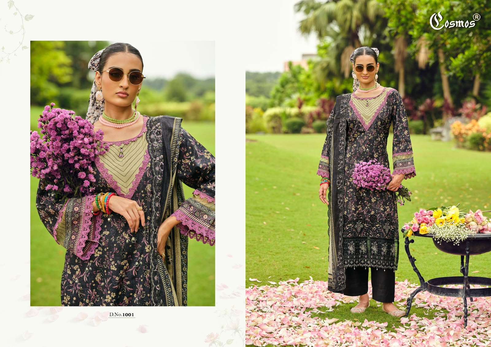COSMOS FASHION RIWAYAT VOL 1 LAWN COTTON CHIKANKARI EMBROIDERY DESIGNER WORK SUIT