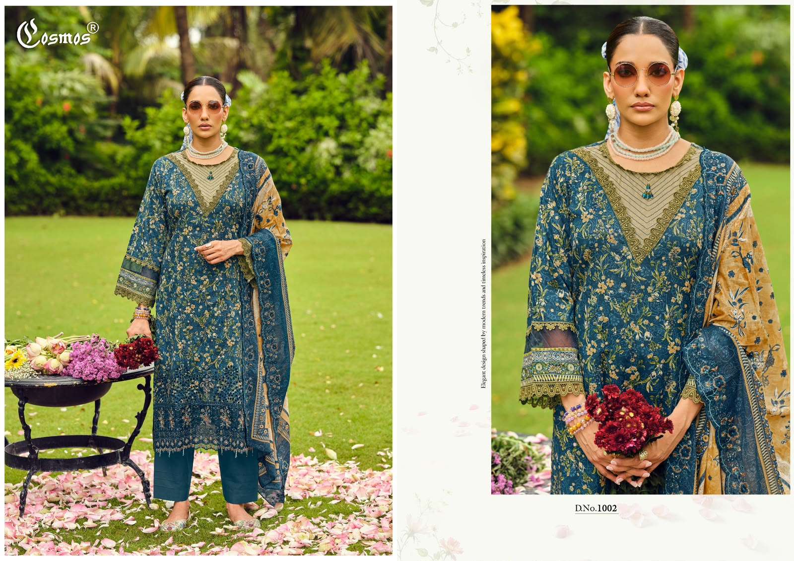 COSMOS FASHION RIWAYAT VOL 1 LAWN COTTON CHIKANKARI EMBROIDERY DESIGNER WORK SUIT