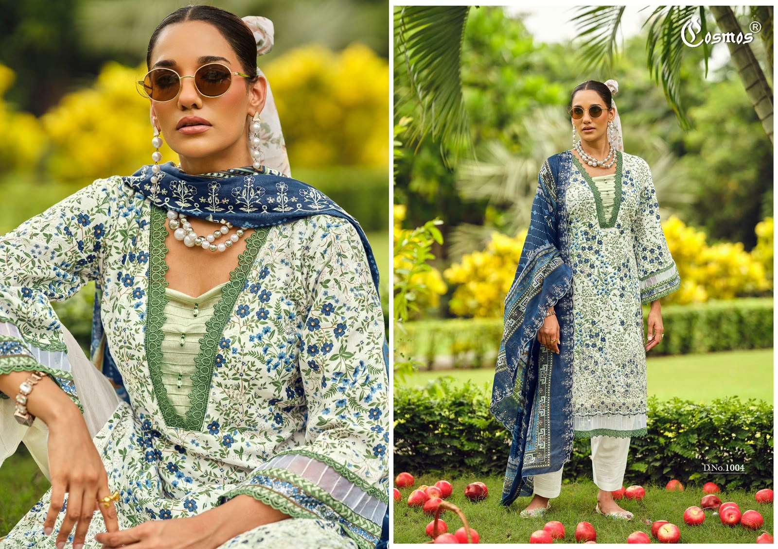 COSMOS FASHION RIWAYAT VOL 1 LAWN COTTON CHIKANKARI EMBROIDERY DESIGNER WORK SUIT