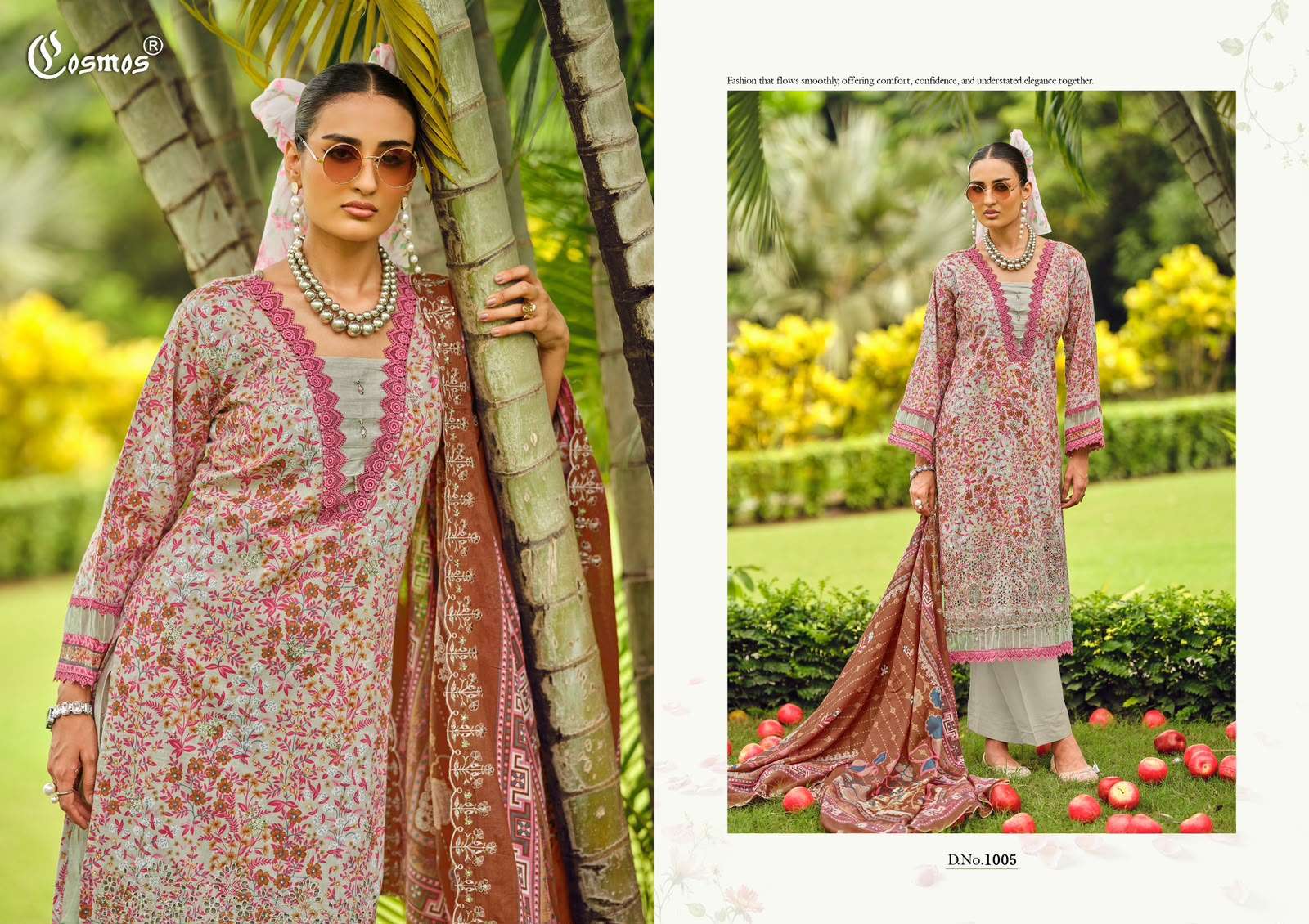 COSMOS FASHION RIWAYAT VOL 1 LAWN COTTON CHIKANKARI EMBROIDERY DESIGNER WORK SUIT