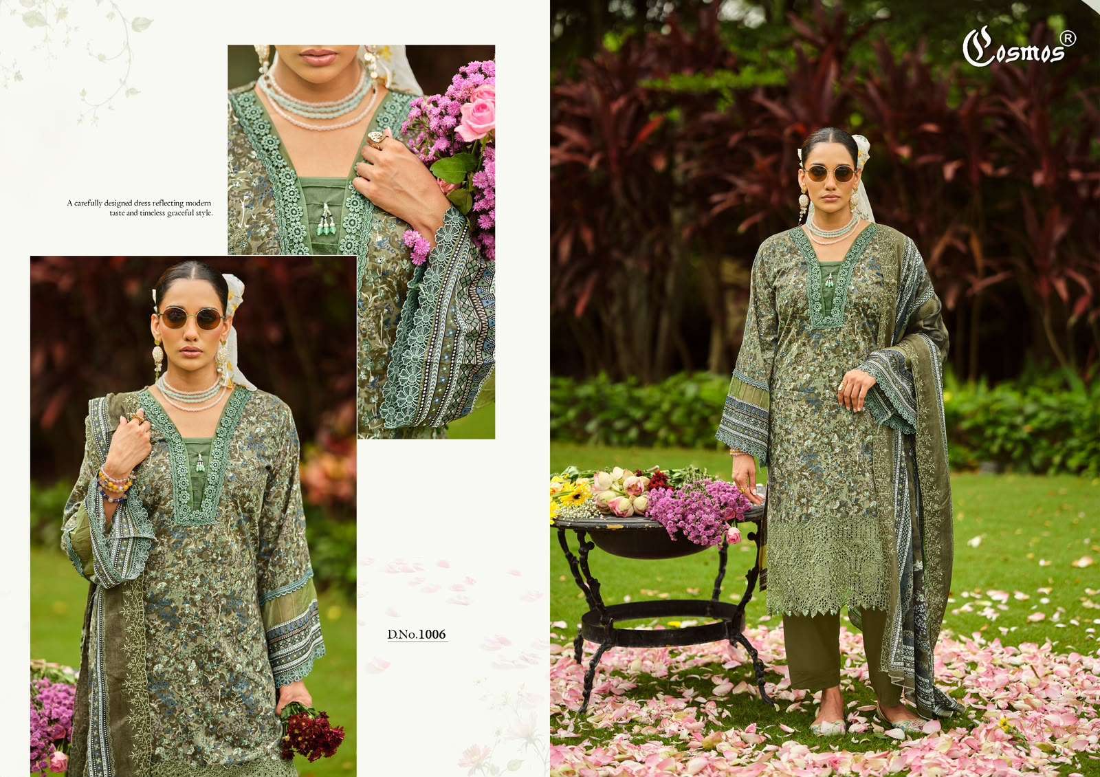 COSMOS FASHION RIWAYAT VOL 1 LAWN COTTON CHIKANKARI EMBROIDERY DESIGNER WORK SUIT