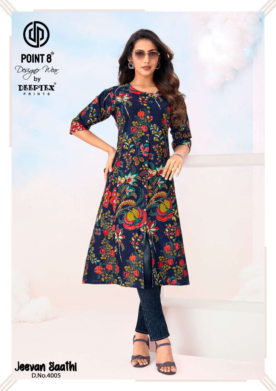 DEEPTEX PRINTS JEEVAN SATHI VOL 4 COTTON PRINTED A LINE STYLE LADIES KURTI 
