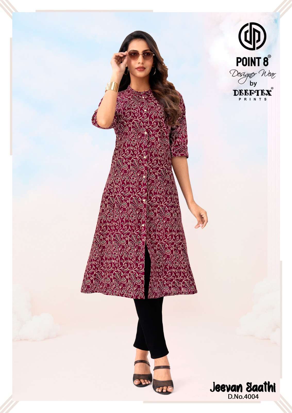 DEEPTEX PRINTS JEEVAN SATHI VOL 4 COTTON PRINTED A LINE STYLE LADIES KURTI 
