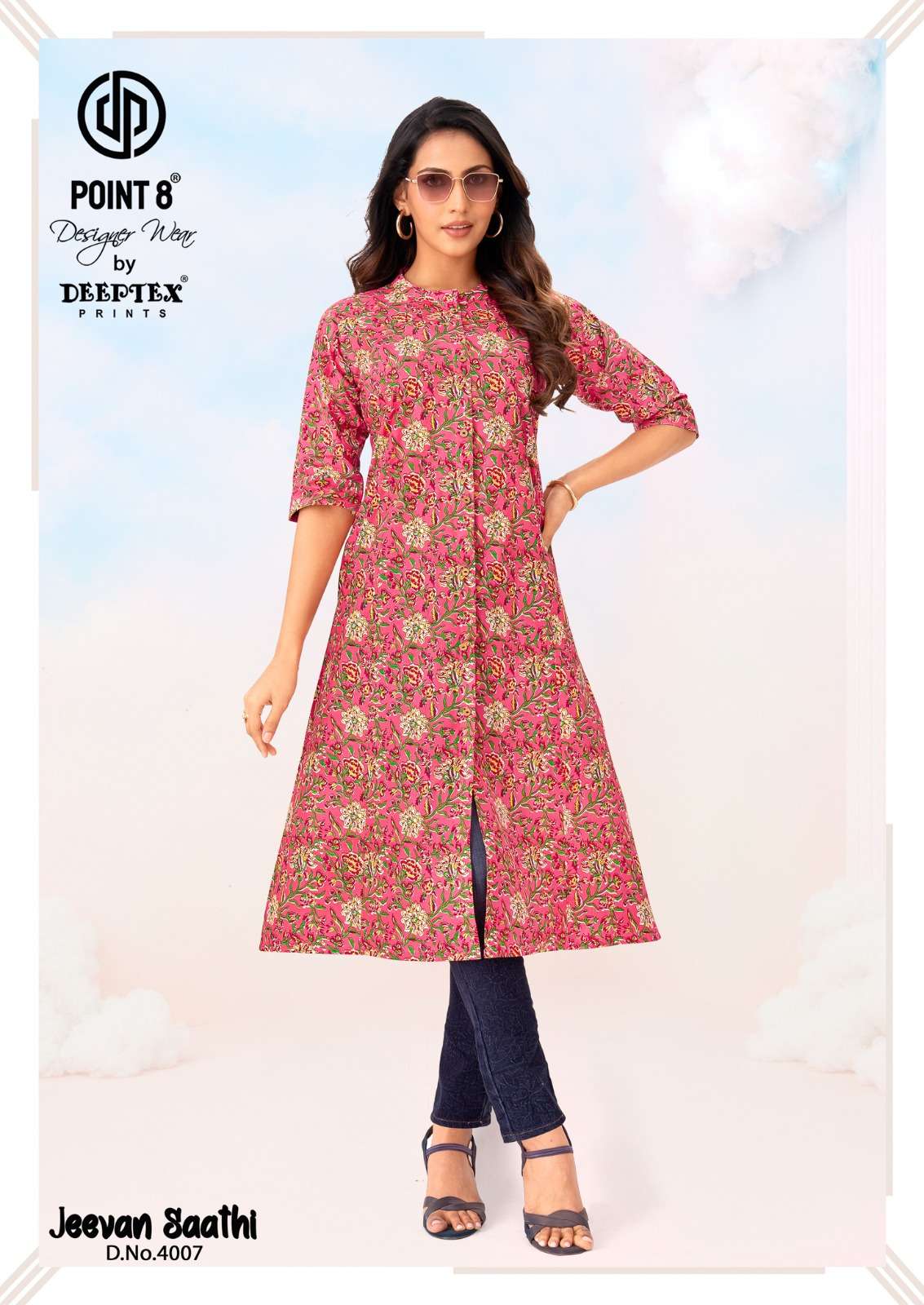 DEEPTEX PRINTS JEEVAN SATHI VOL 4 COTTON PRINTED A LINE STYLE LADIES KURTI 