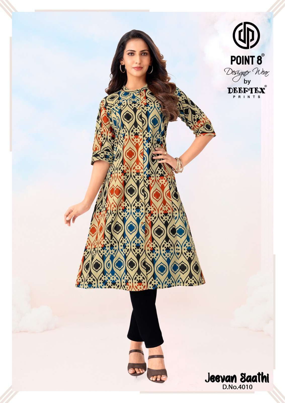 DEEPTEX PRINTS JEEVAN SATHI VOL 4 COTTON PRINTED A LINE STYLE LADIES KURTI 