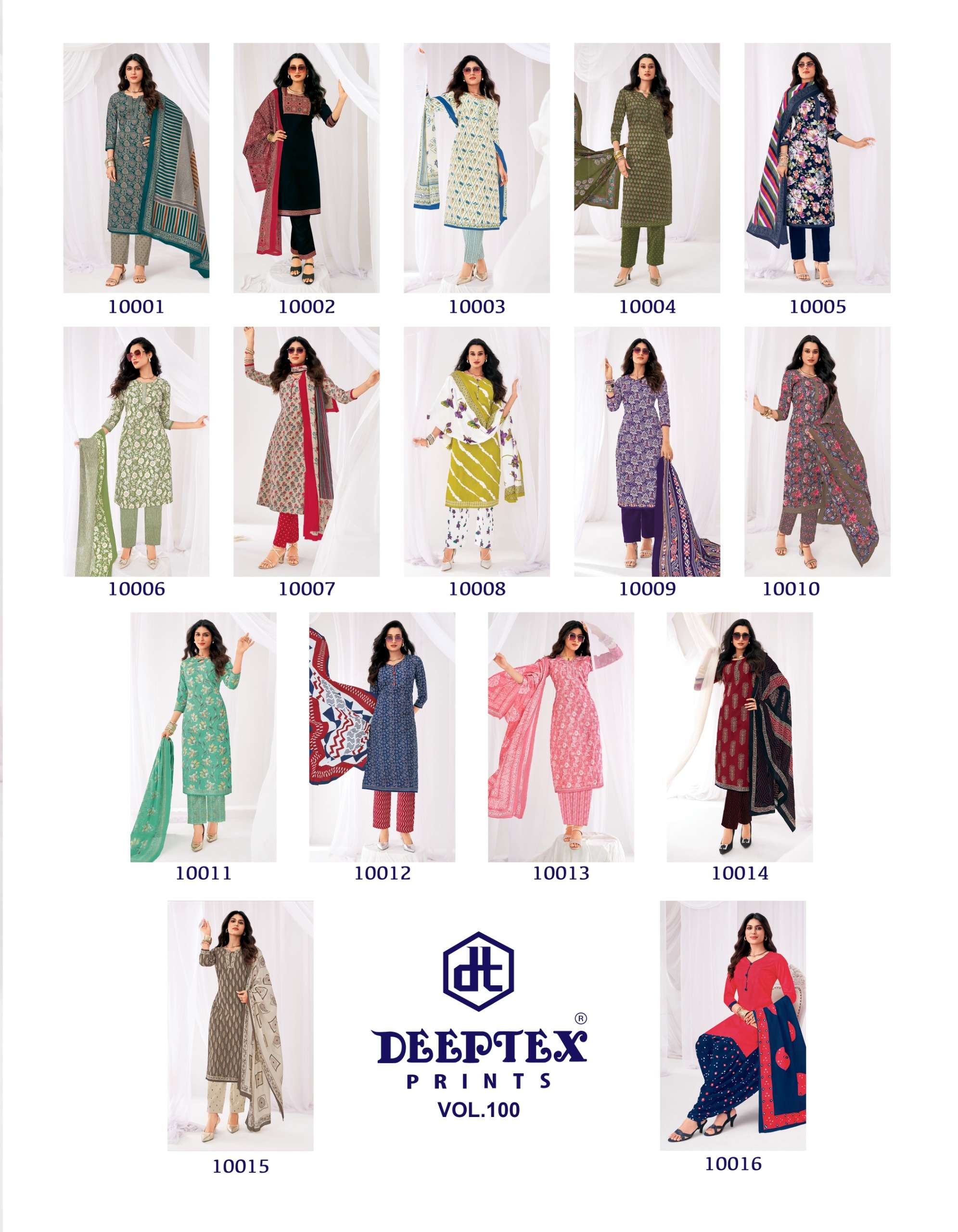 DEEPTEX PRINTS MISS INDIA VOL 100 COTTON PRINTED LADIES SALWAR SUIT 