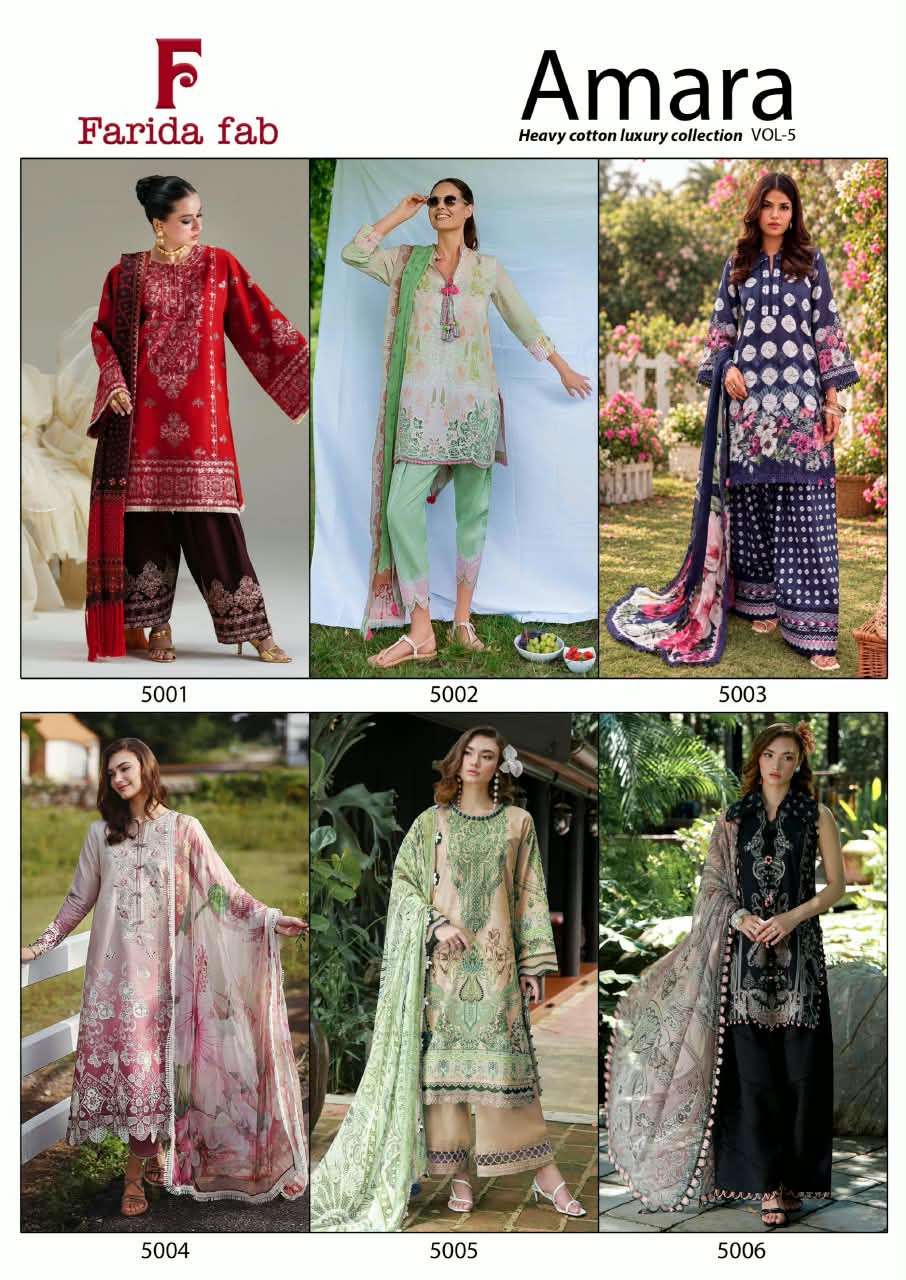 FARIDA FAB AMARA HEAVY COTTON LUXURY COLLECTION VOL 5 COTTON DIGITAL PRINT SALWAR SUIT 