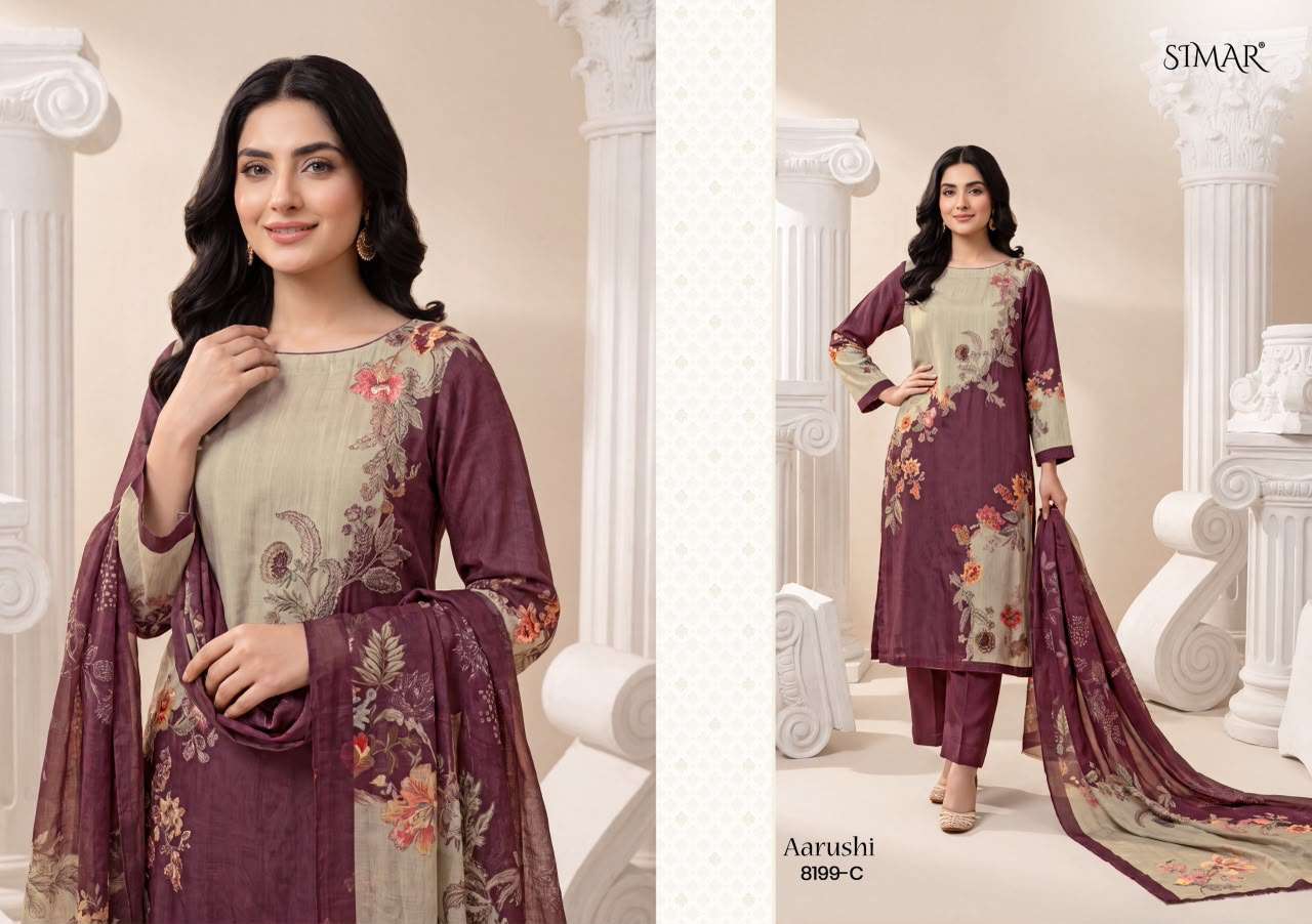 GLOSSY SIMAR AARUSHI PASHMINA DIGITAL PRINT WITH HAND WORK SUIT