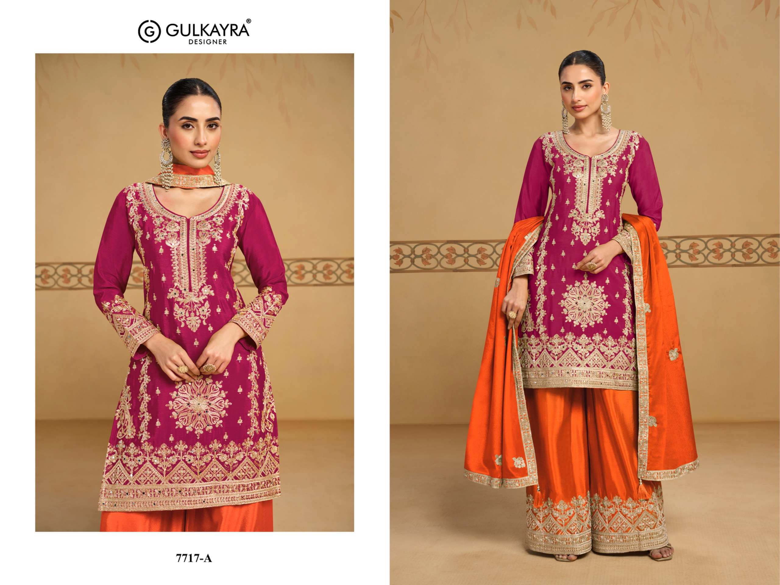 GULKAYRA DESIGNER REVA CHINON HEAVY EMBROIDERED DESIGNER WORK FESTIVE WEAR SUIT