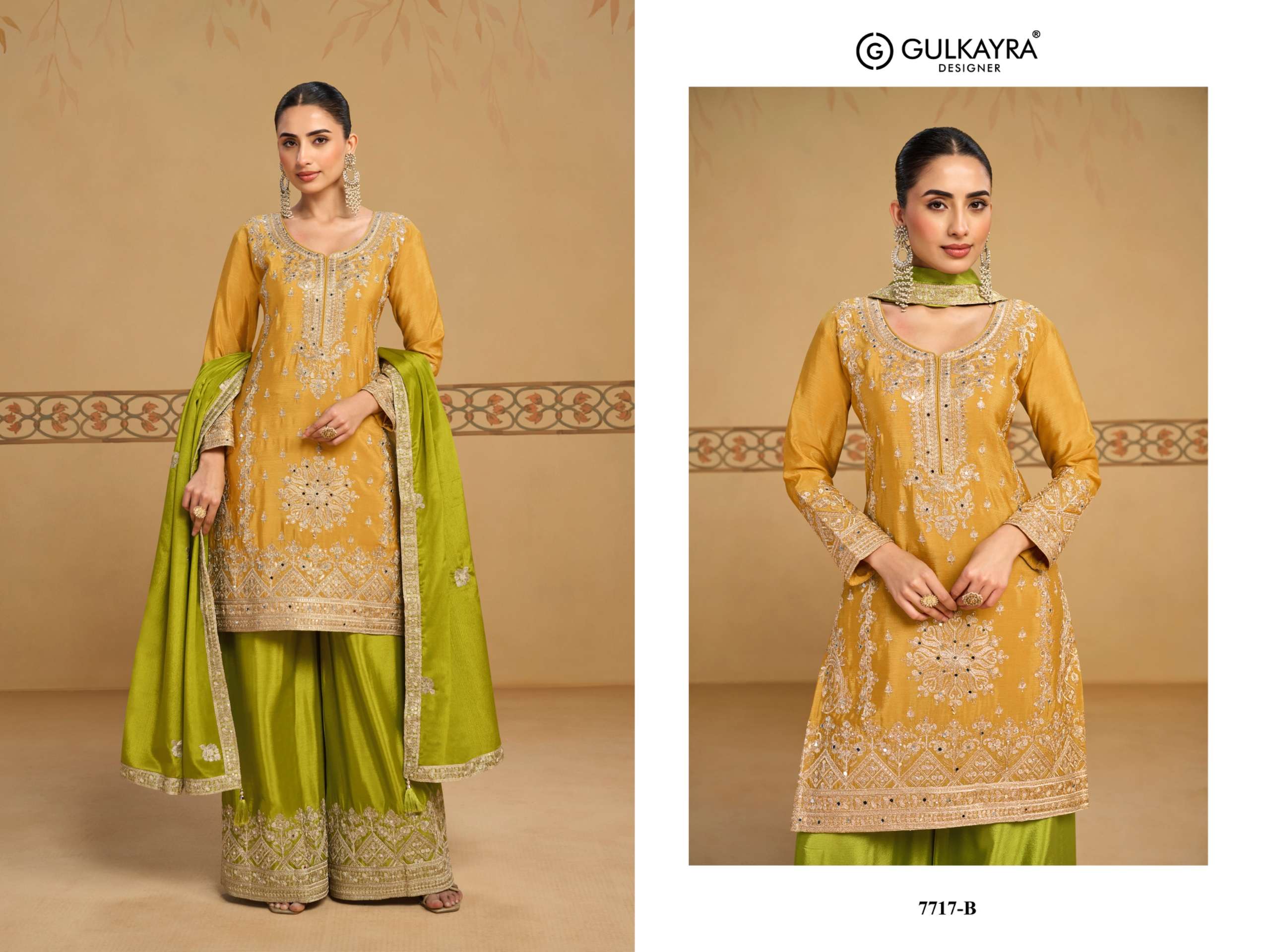 GULKAYRA DESIGNER REVA CHINON HEAVY EMBROIDERED DESIGNER WORK FESTIVE WEAR SUIT