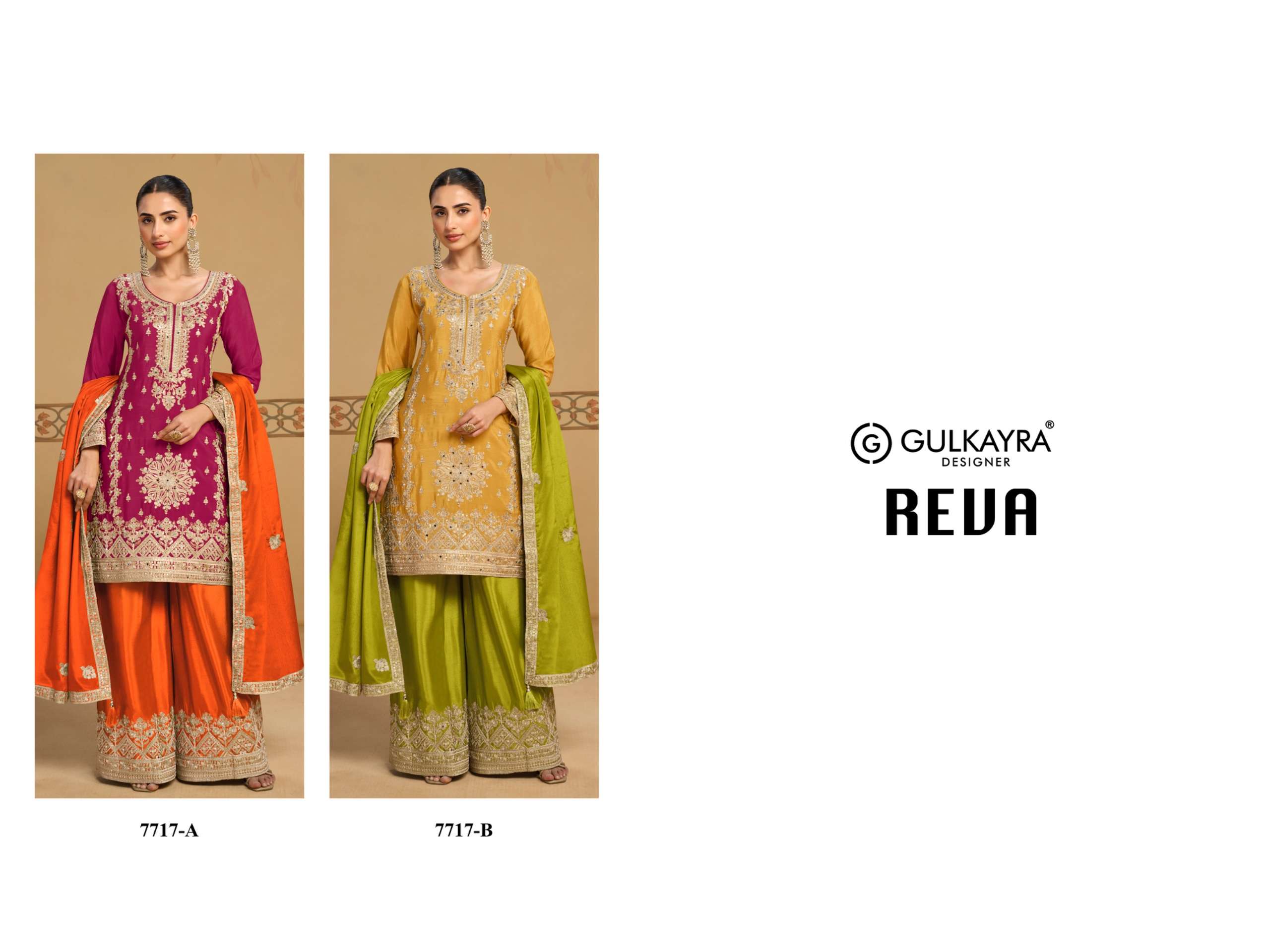 GULKAYRA DESIGNER REVA CHINON HEAVY EMBROIDERED DESIGNER WORK FESTIVE WEAR SUIT