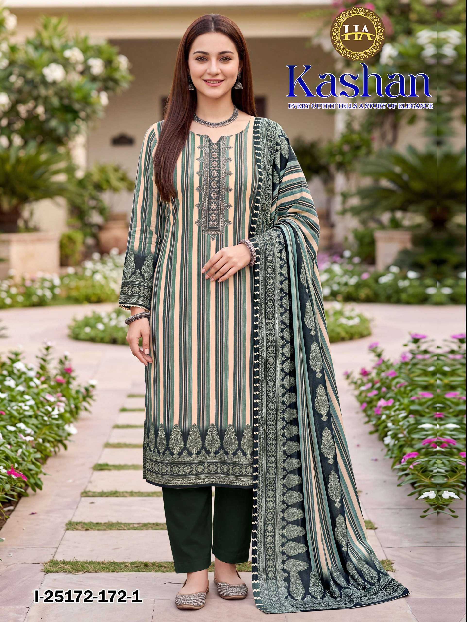 HARSHIT FASHION HUB KASHAN PASHMINA PRINT WITH SWAROVSKI WORK SUIT