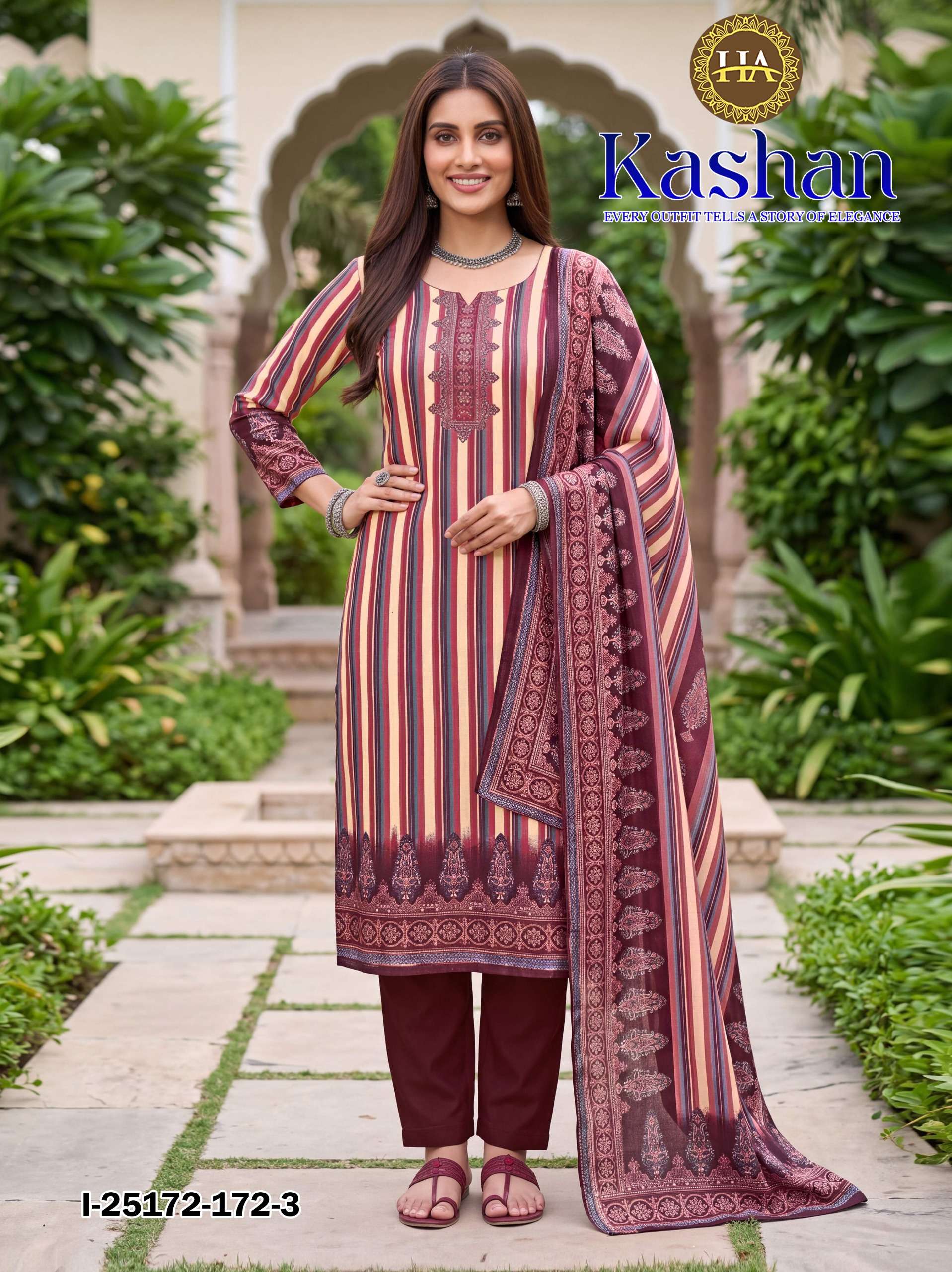 HARSHIT FASHION HUB KASHAN PASHMINA PRINT WITH SWAROVSKI WORK SUIT