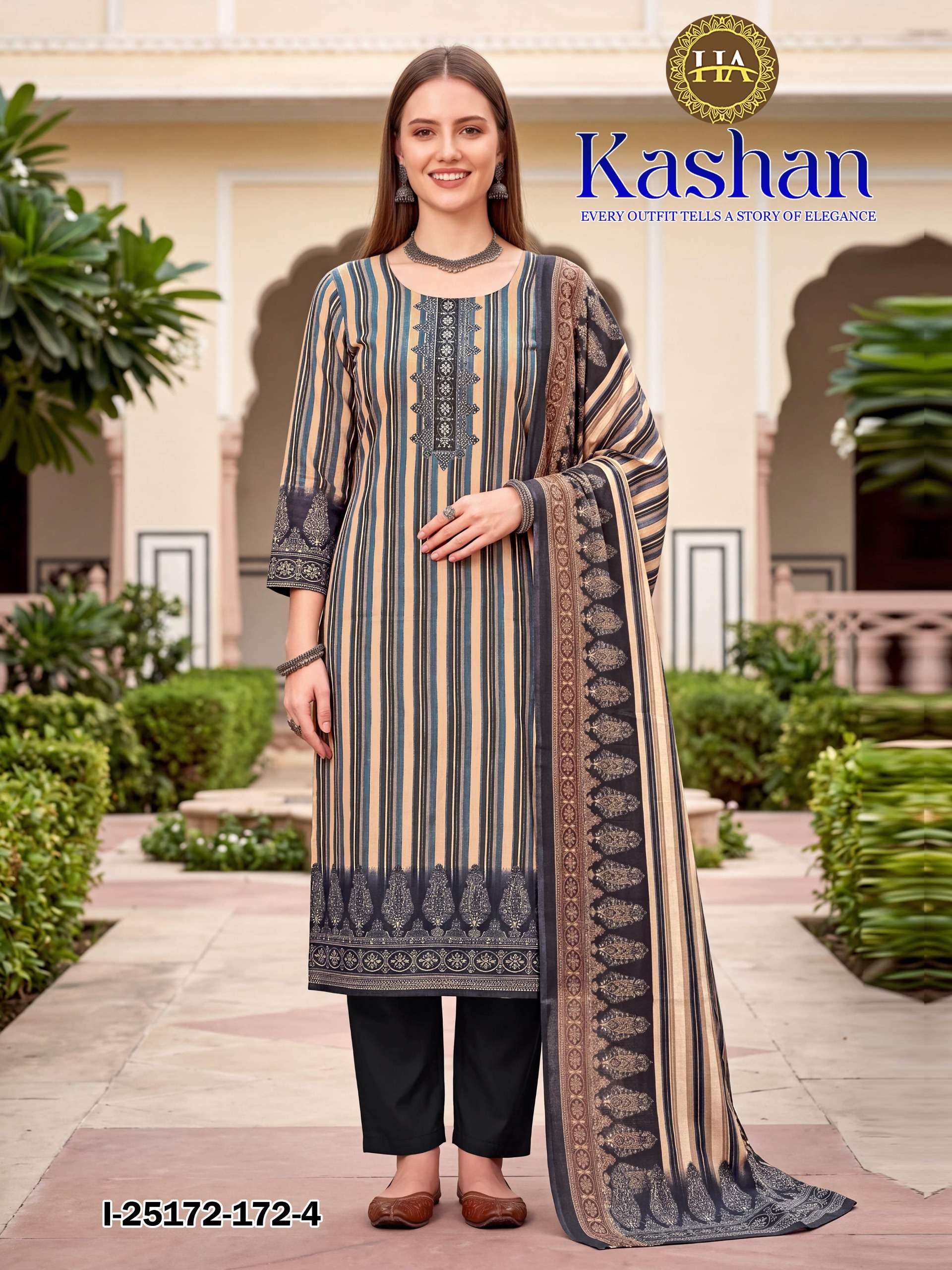 HARSHIT FASHION HUB KASHAN PASHMINA PRINT WITH SWAROVSKI WORK SUIT
