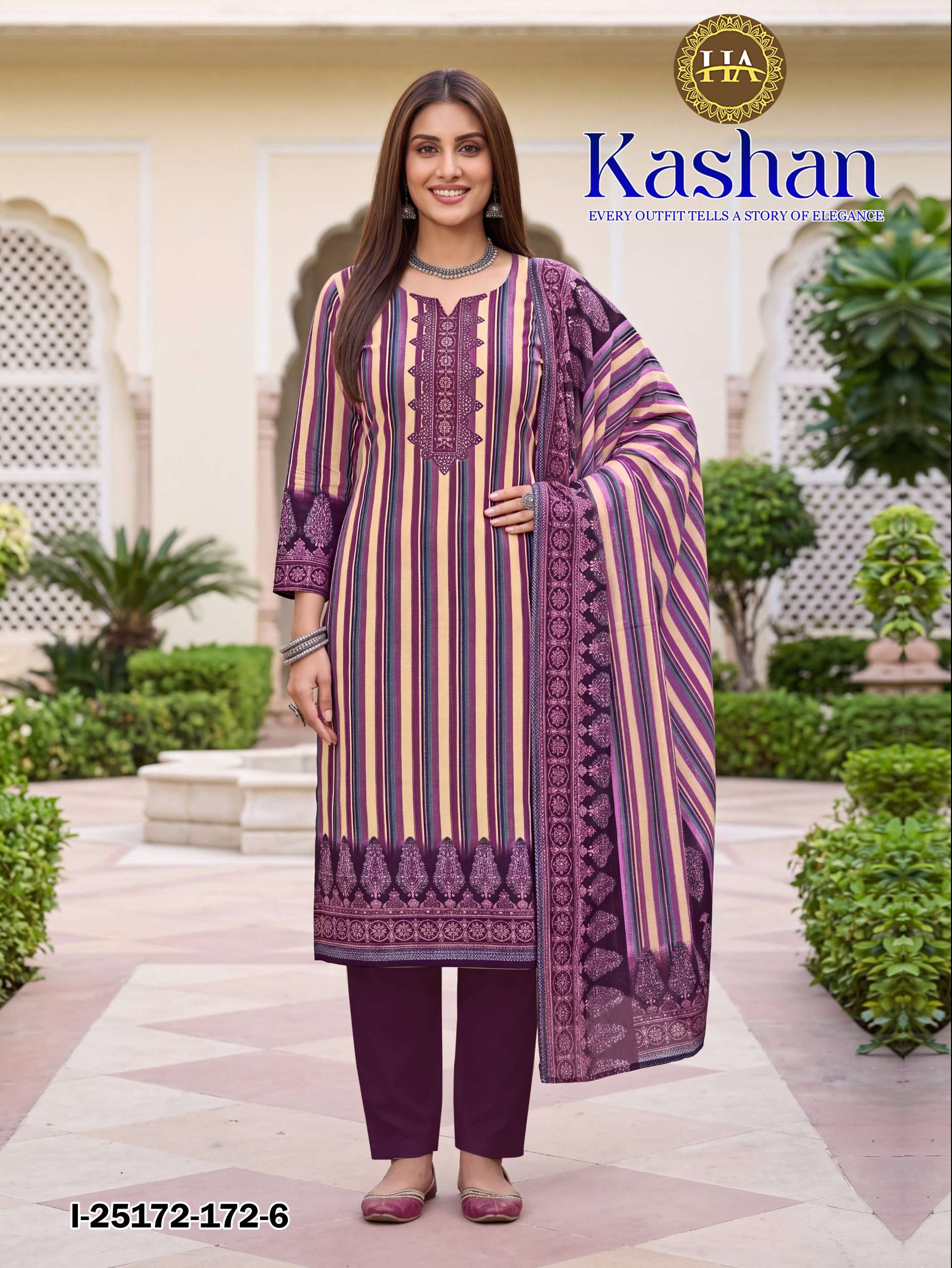 HARSHIT FASHION HUB KASHAN PASHMINA PRINT WITH SWAROVSKI WORK SUIT